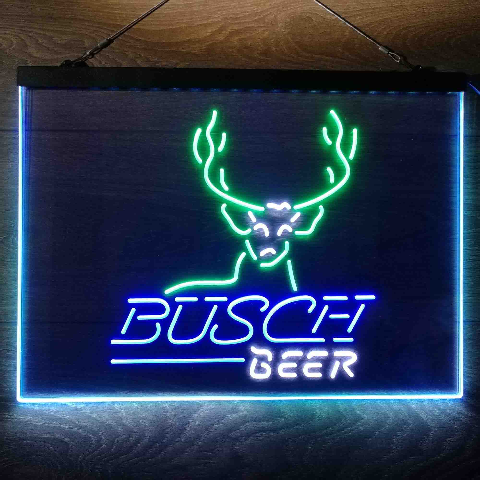 Buschs Beer Cabin Deer Hunt Neon 3-Color LED Sign Neon 3-Color LED Sign
