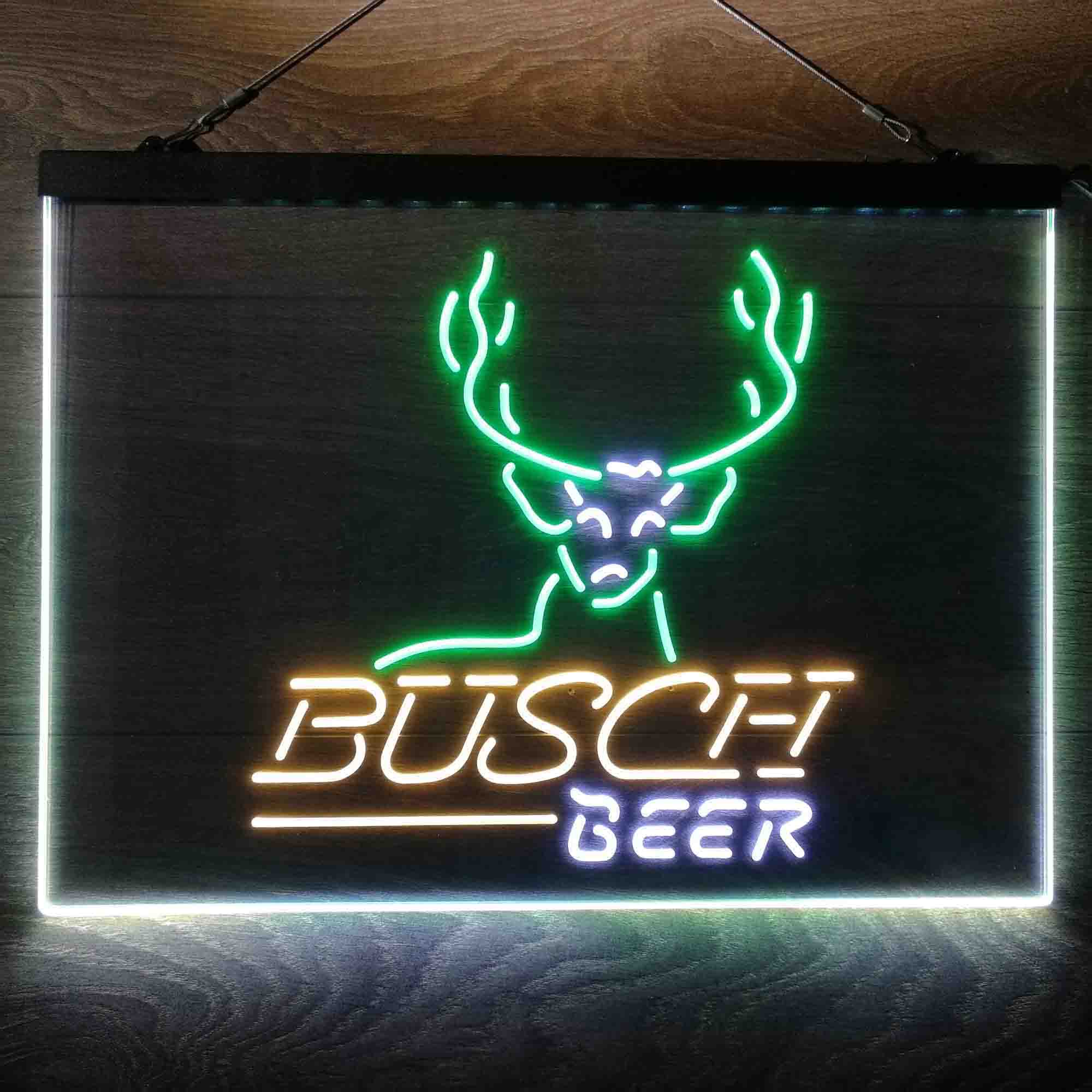 Buschs Beer Cabin Deer Hunt  Neon 3-Color LED Sign