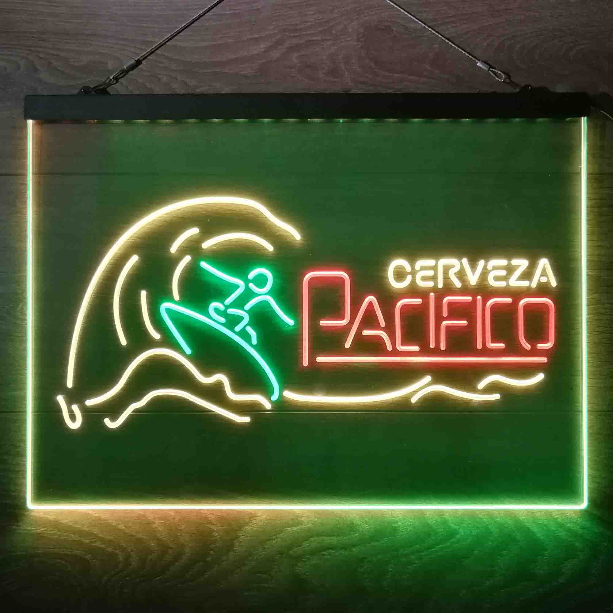 Cerveza Pacifico Wave Surfing  Neon 3-Color LED Sign