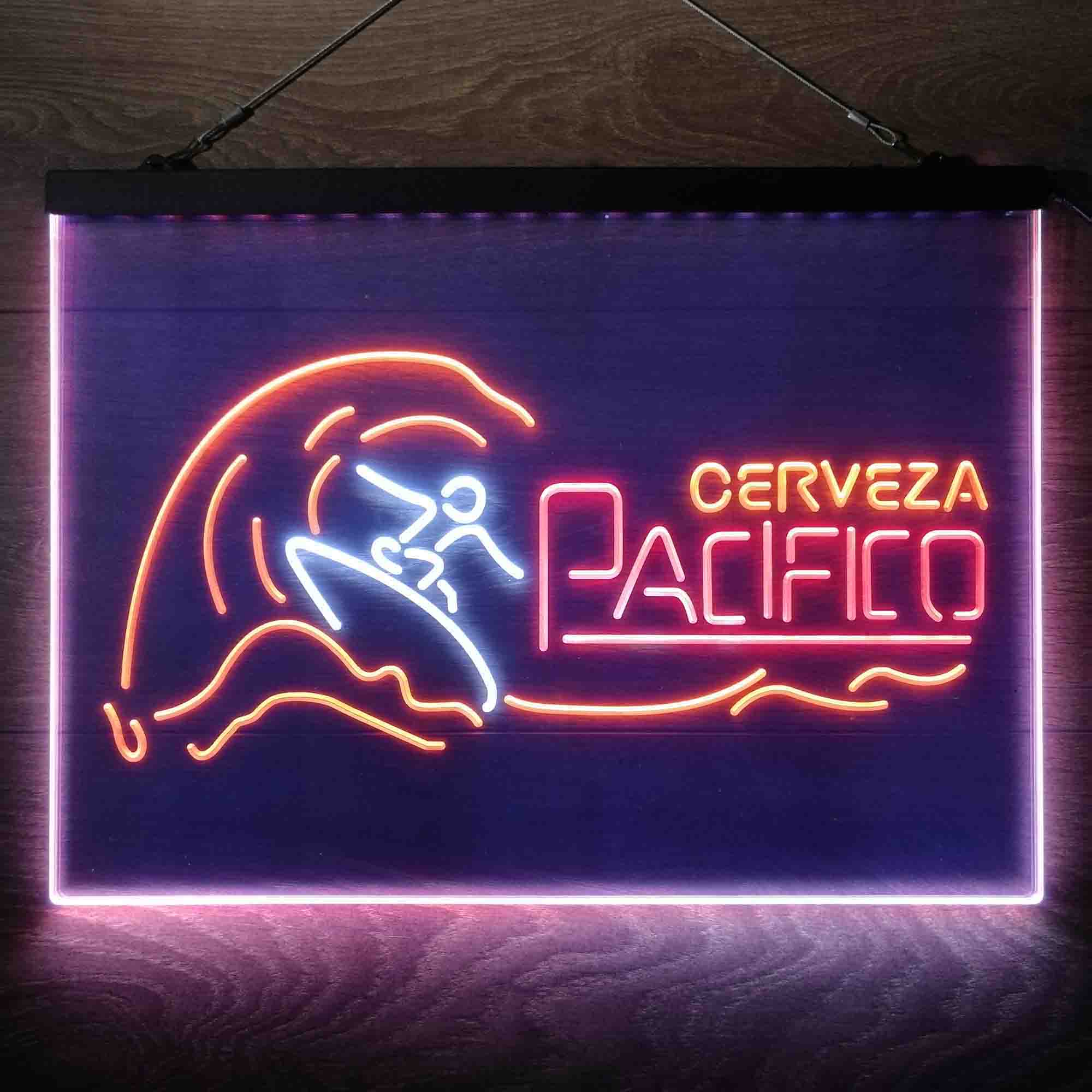 Cerveza Pacifico Wave Surfing  Neon 3-Color LED Sign