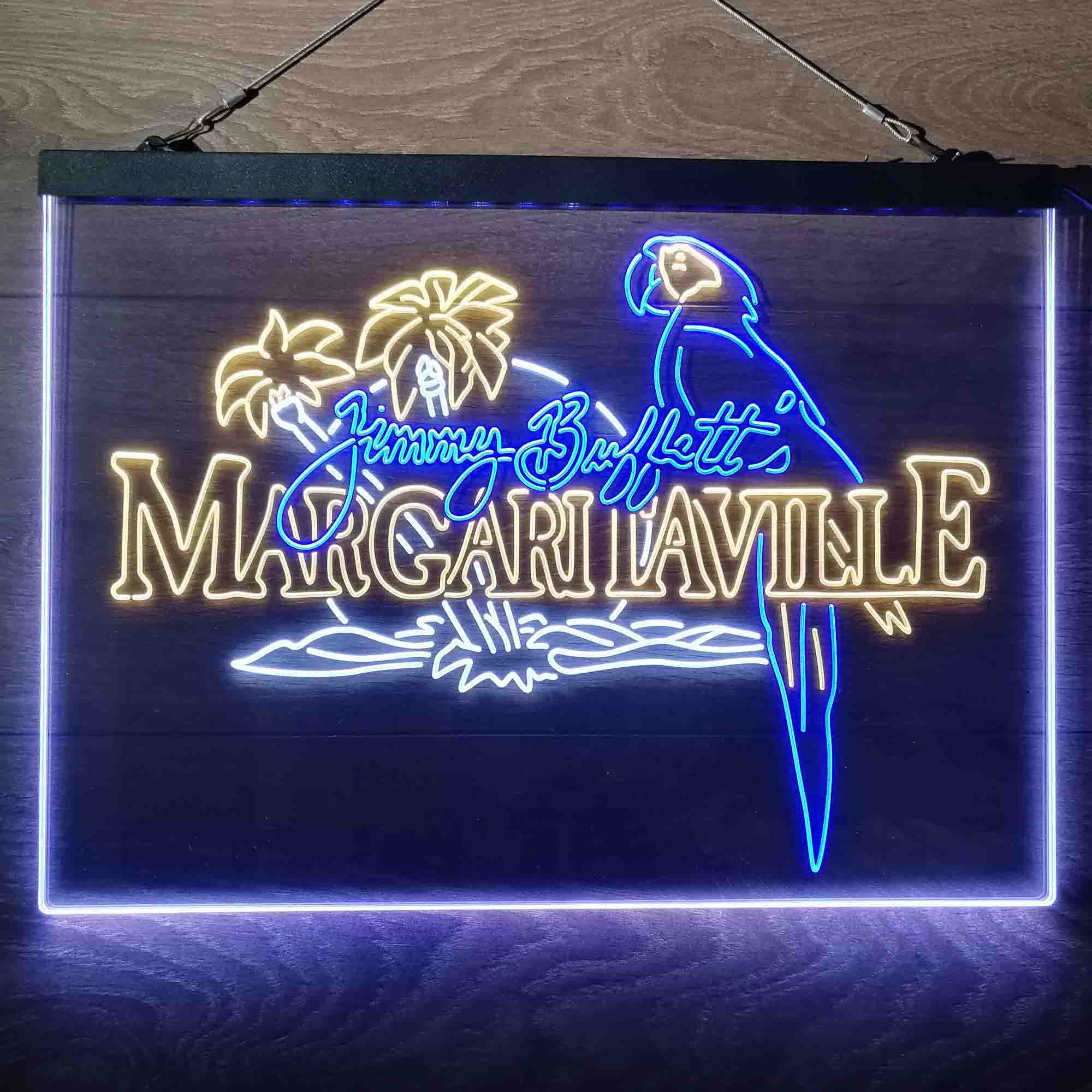 Margaritaville Jimmy Buffett Parrot  Neon 3-Color LED Sign