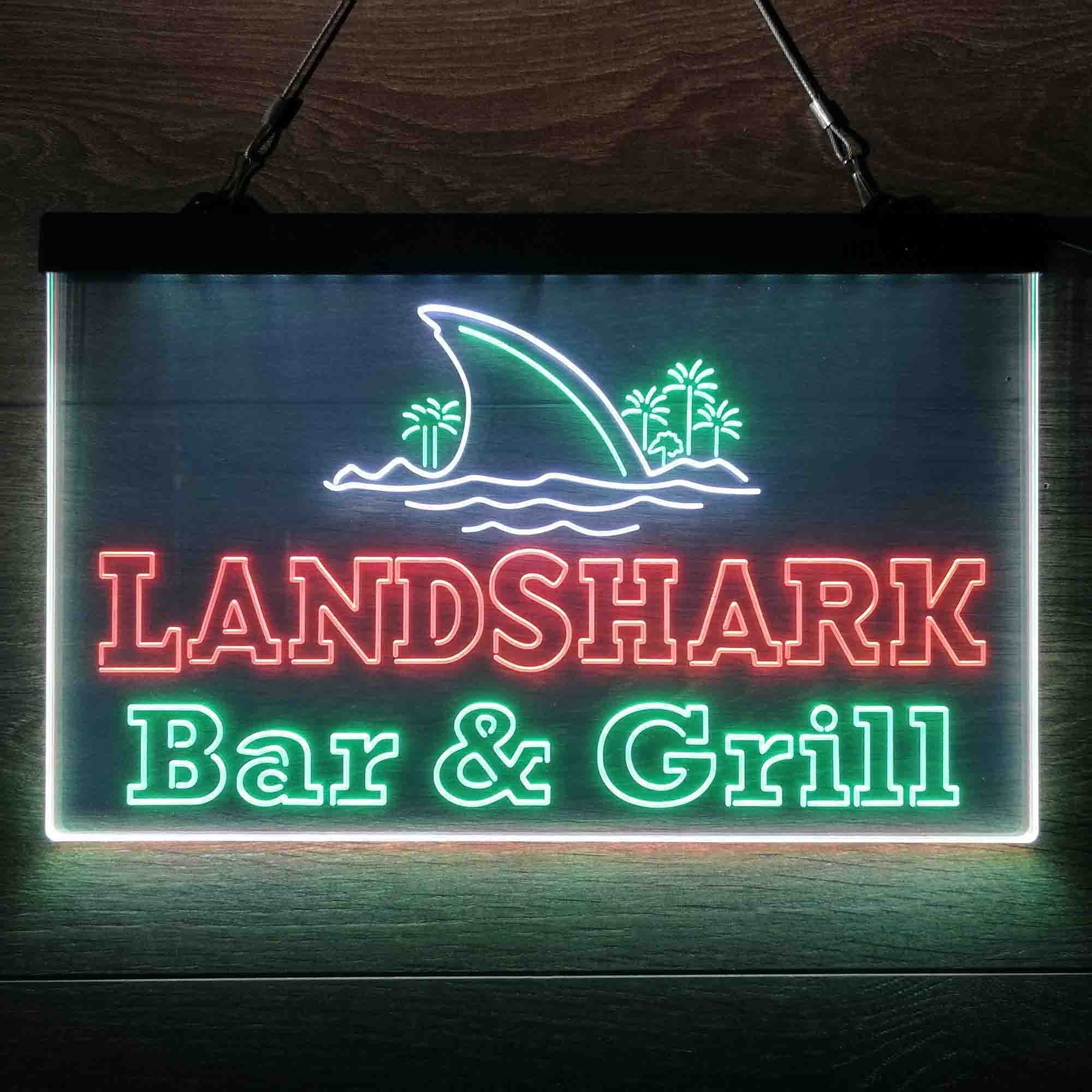 Landshark Bar & Grill Beer  Neon 3-Color LED Sign