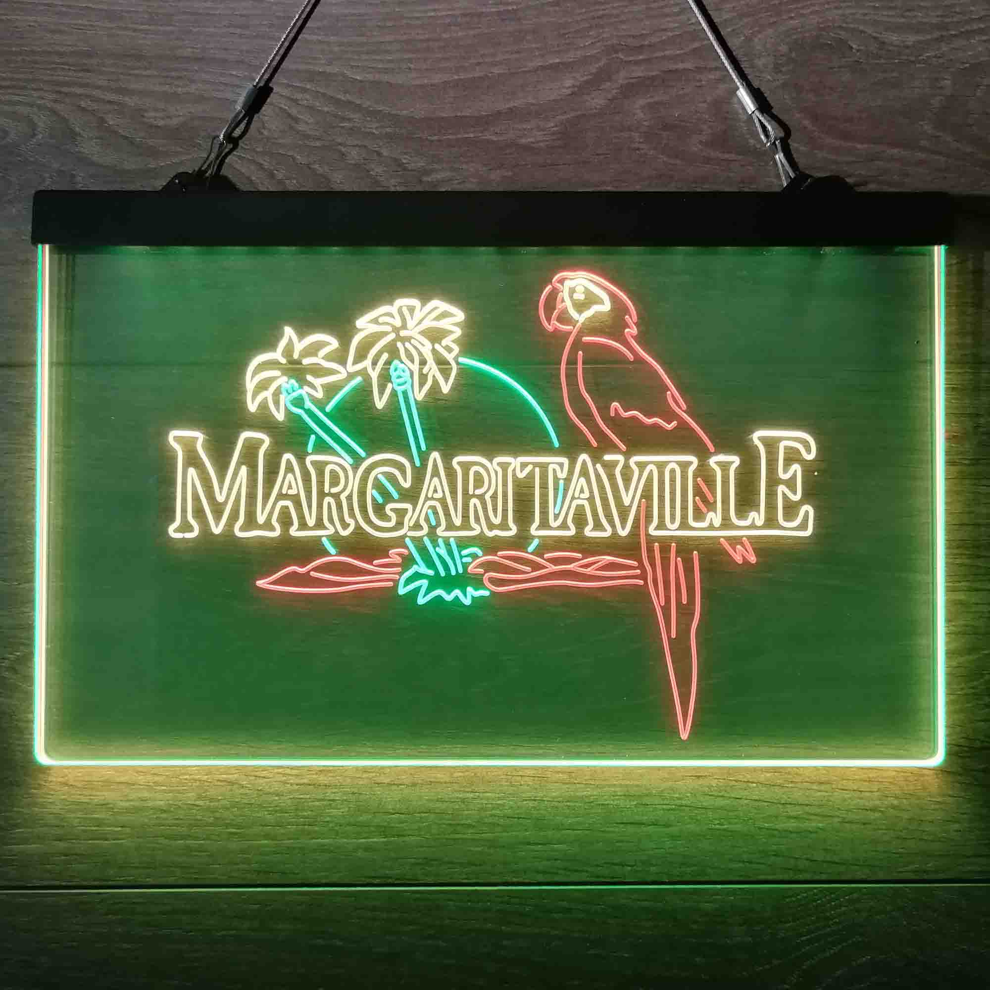 Jimmy Buffett's Margaritaville Parrot  Neon 3-Color LED Sign