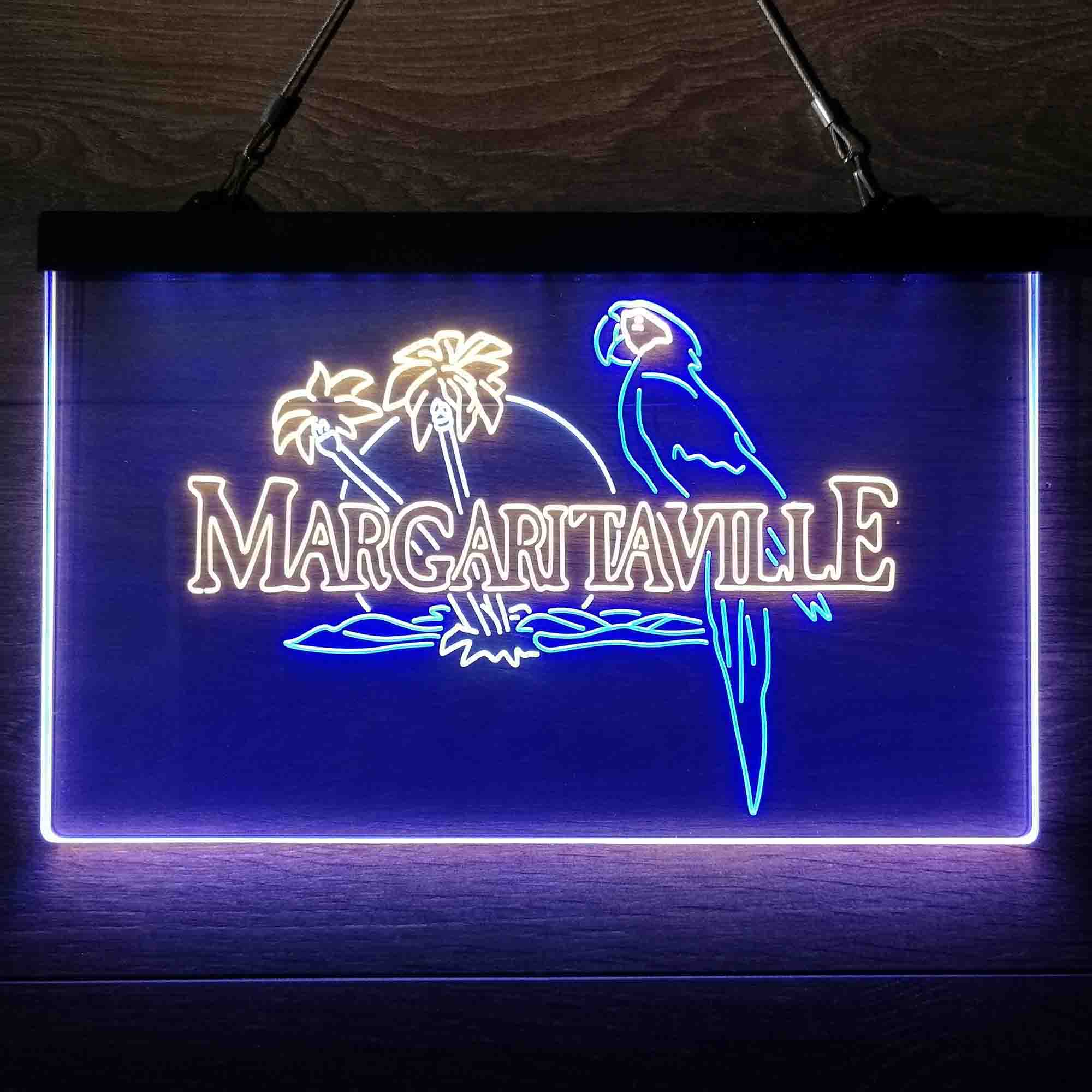 Jimmy Buffett's Margaritaville Parrot  Neon 3-Color LED Sign