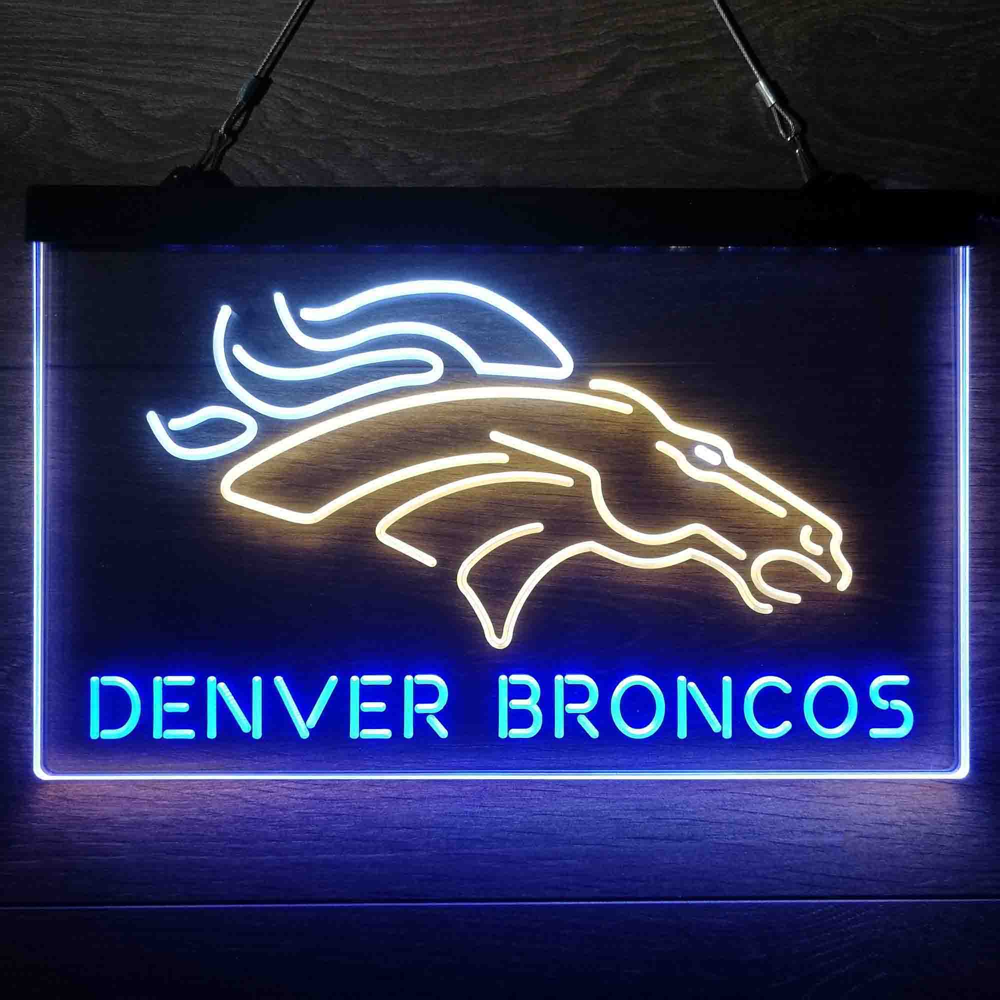 Denver Broncos Sports Bar Neon 3-Colors LED Sign