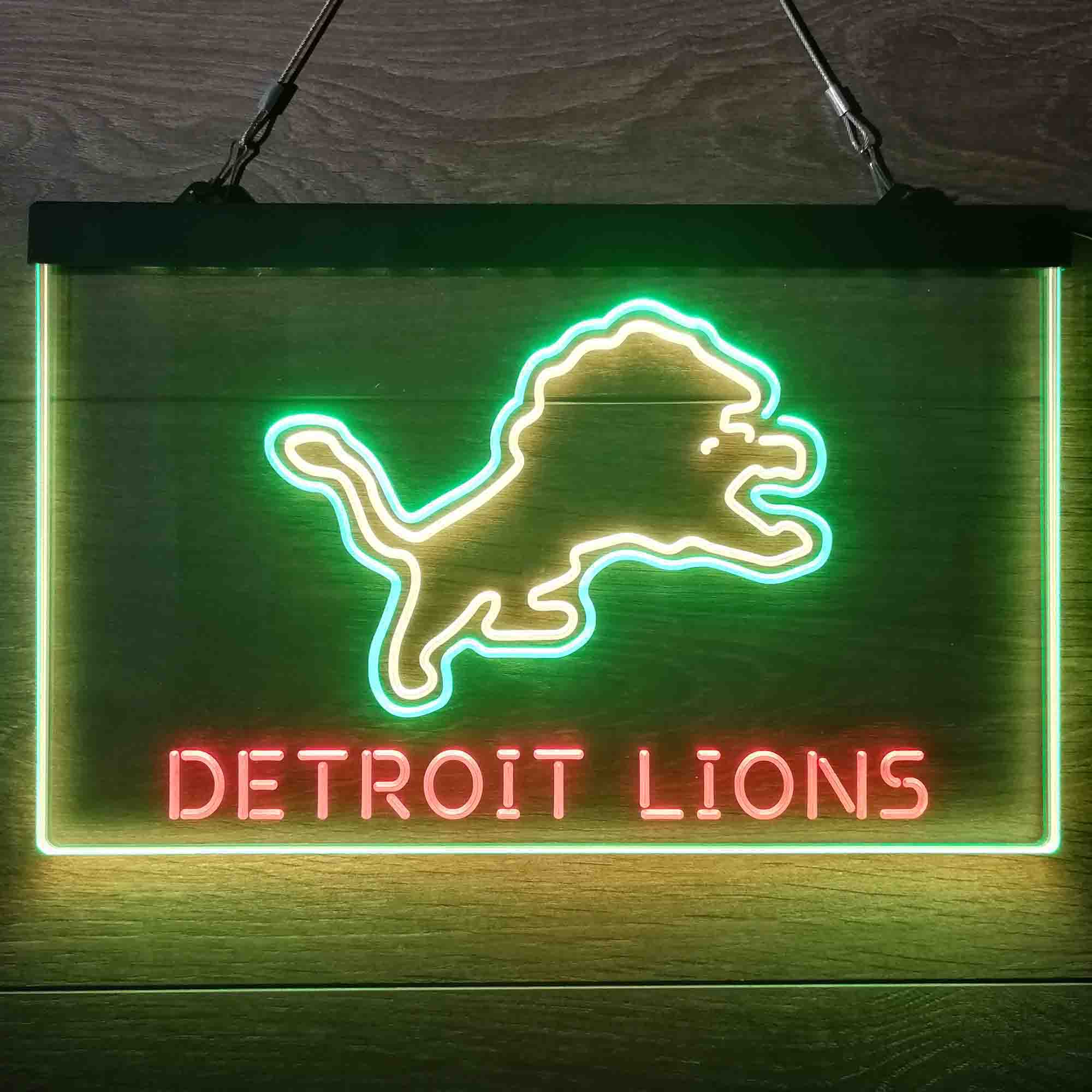 Detroit Lions Neon 3-Color LED Sign