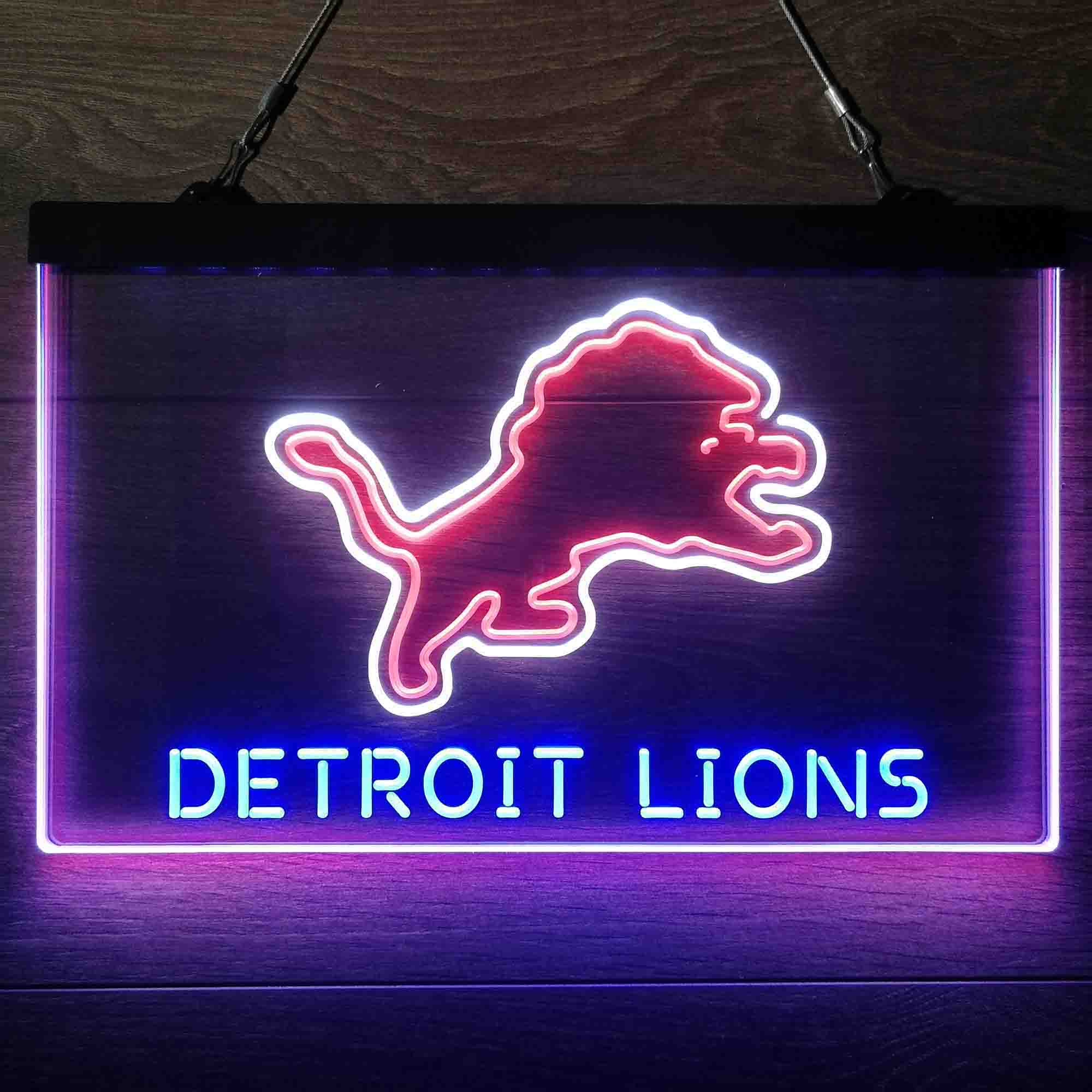 Detroit Lions Neon 3-Color LED Sign