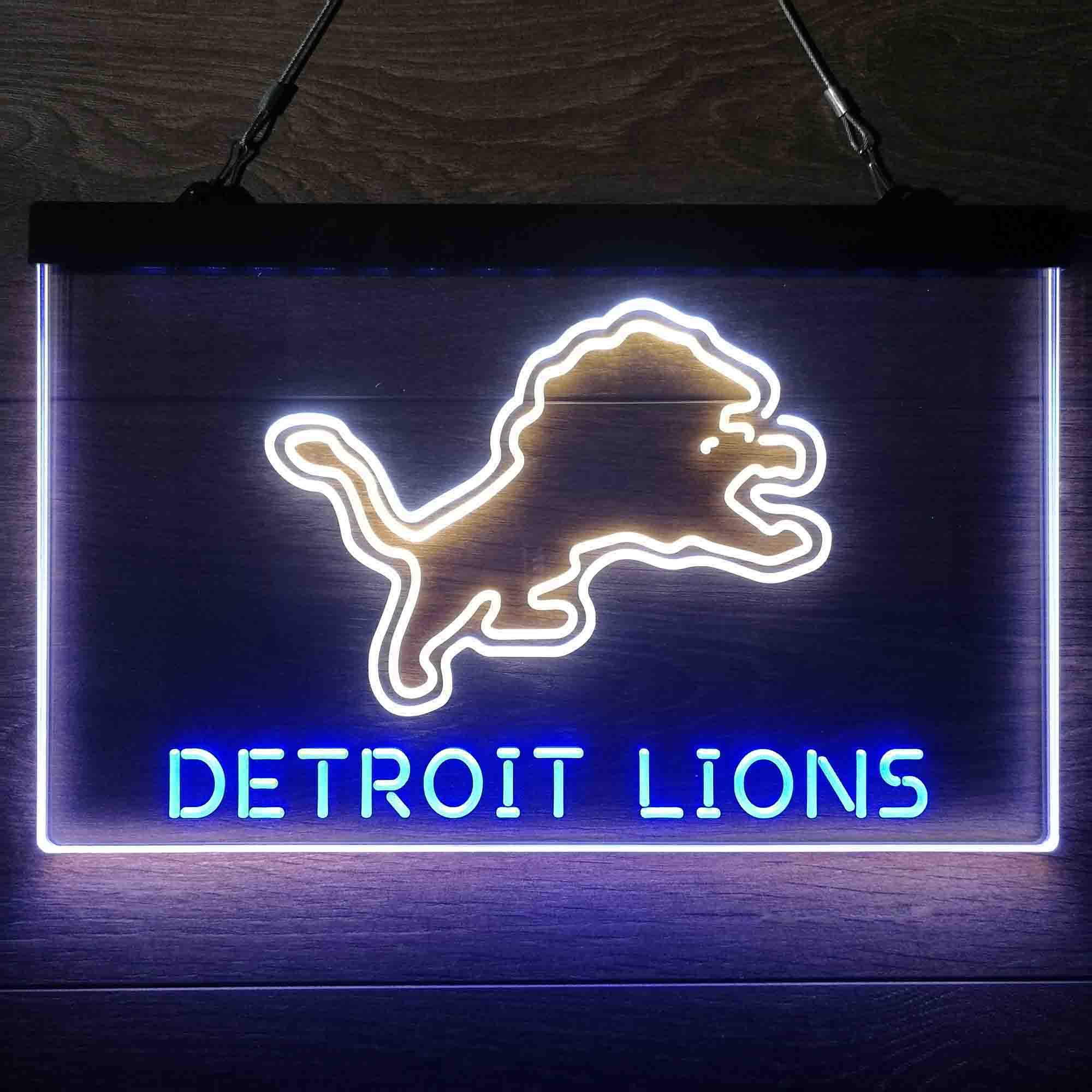 Detroit Lions Neon 3-Color LED Sign