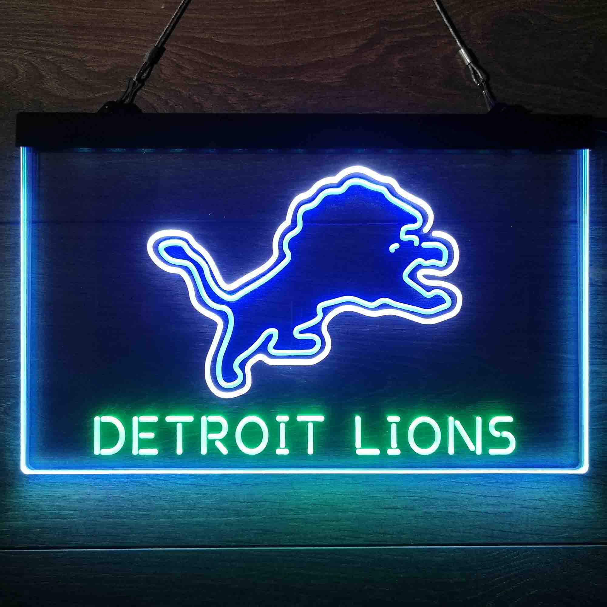 Detroit Lions Neon 3-Color LED Sign