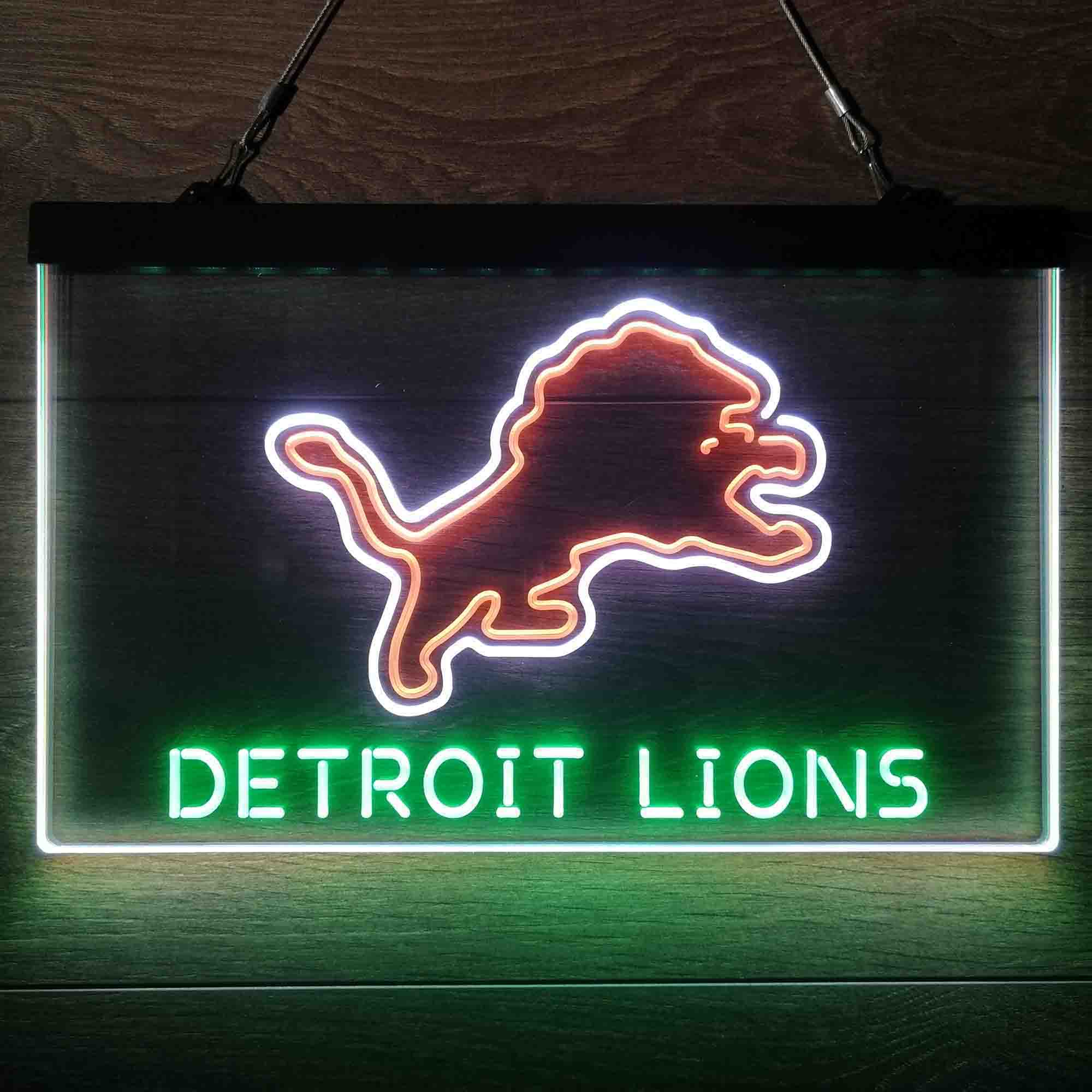 Detroit Lions Neon 3-Color LED Sign