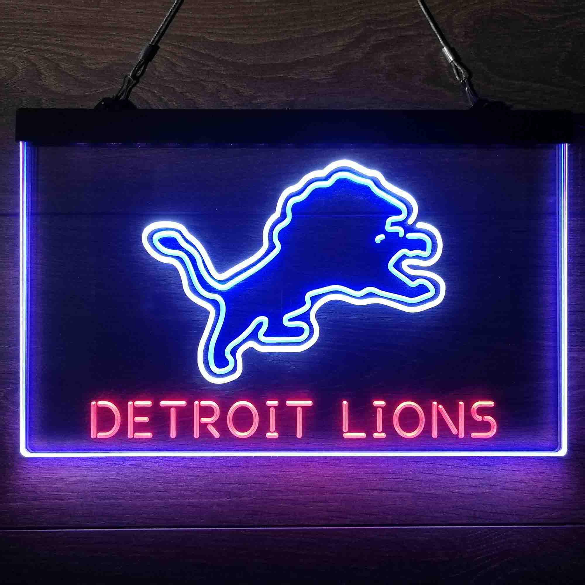 Detroit Lions Neon 3-Color LED Sign