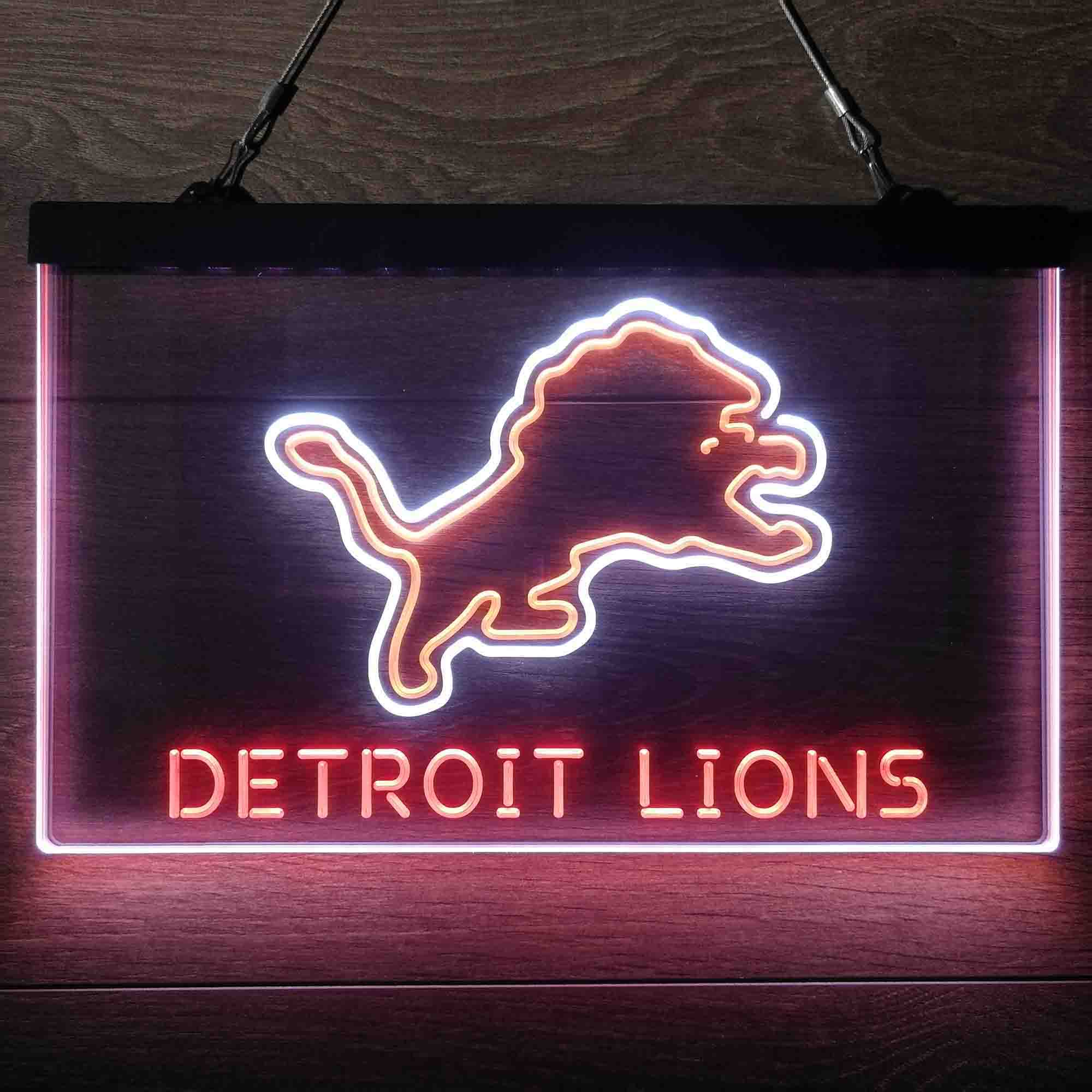 Detroit Lions Neon 3-Color LED Sign