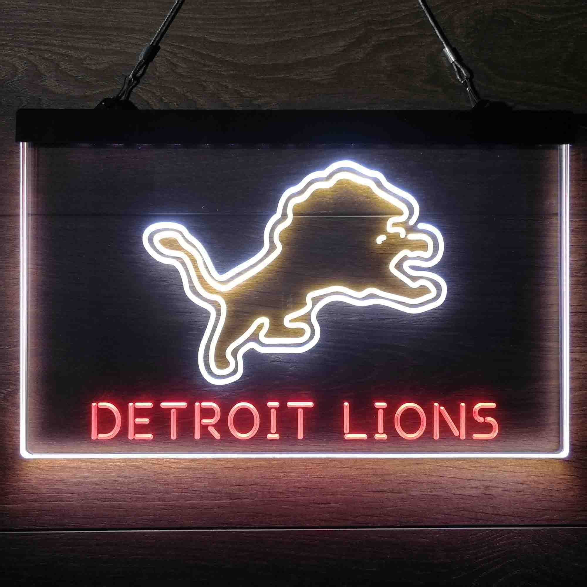 Detroit Lions Neon 3-Color LED Sign