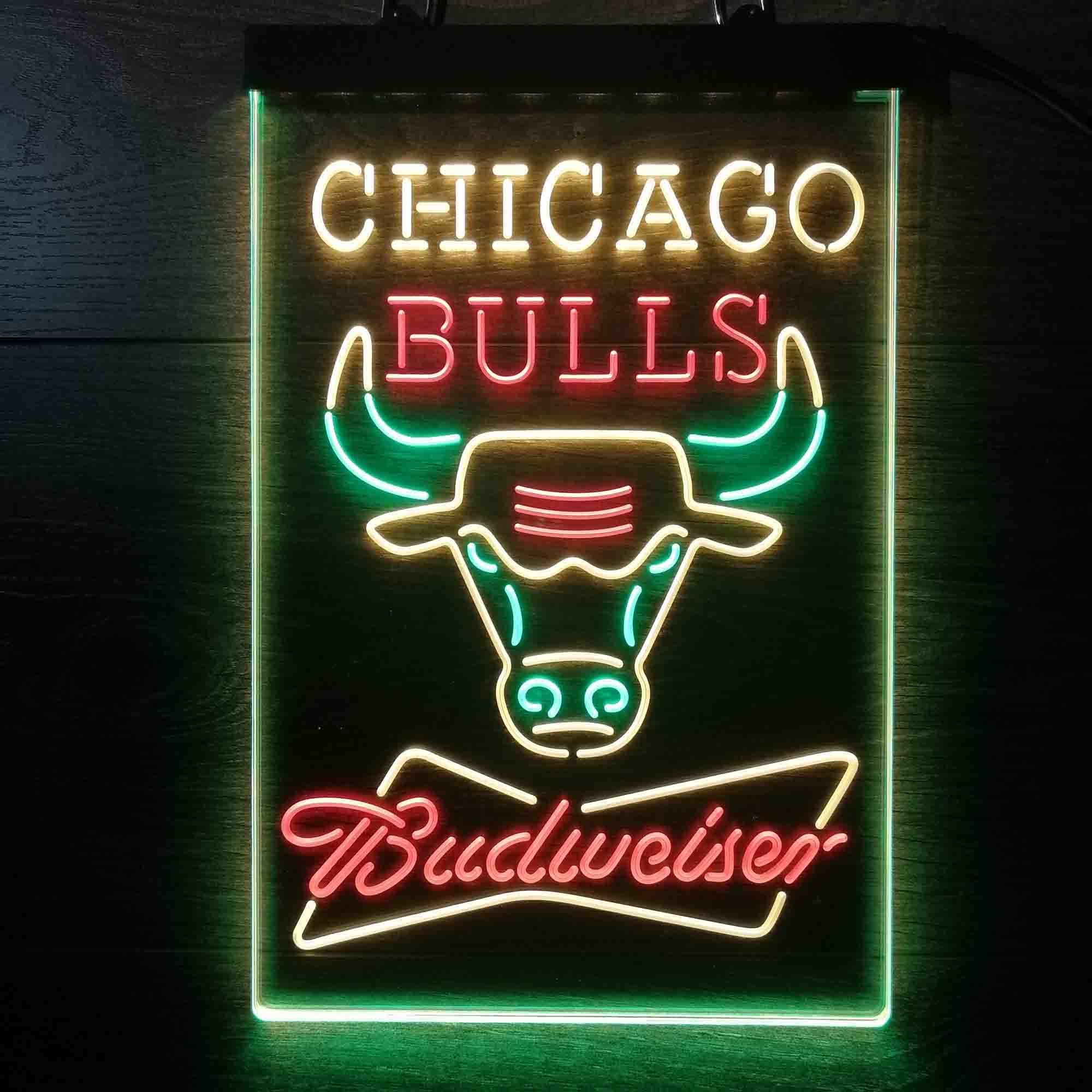 Chicago Bulls Nba Budweiser Neon LED Sign 3 Colors