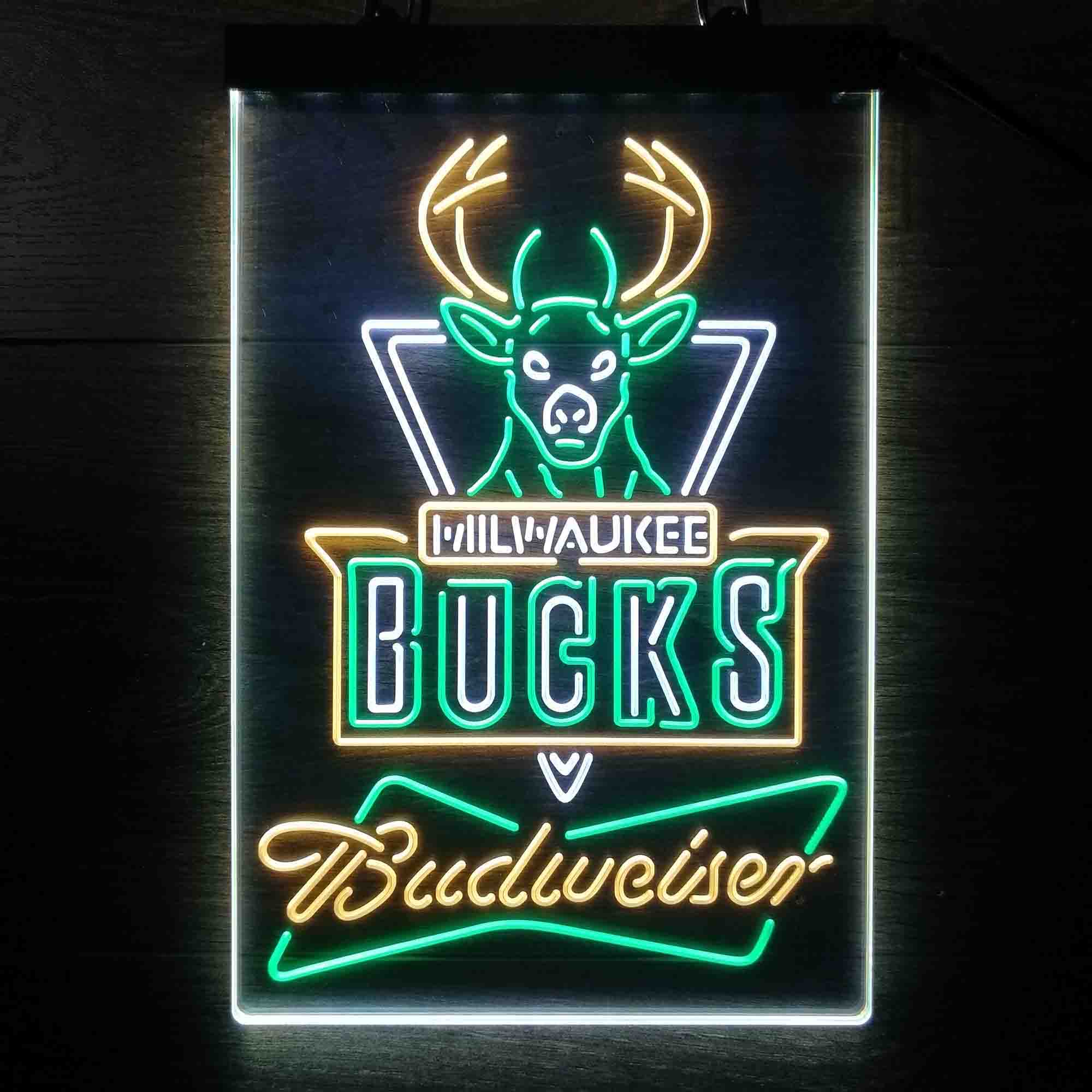 Milwaukee Bucks Nba Budweiser Neon LED Sign 3 Colors