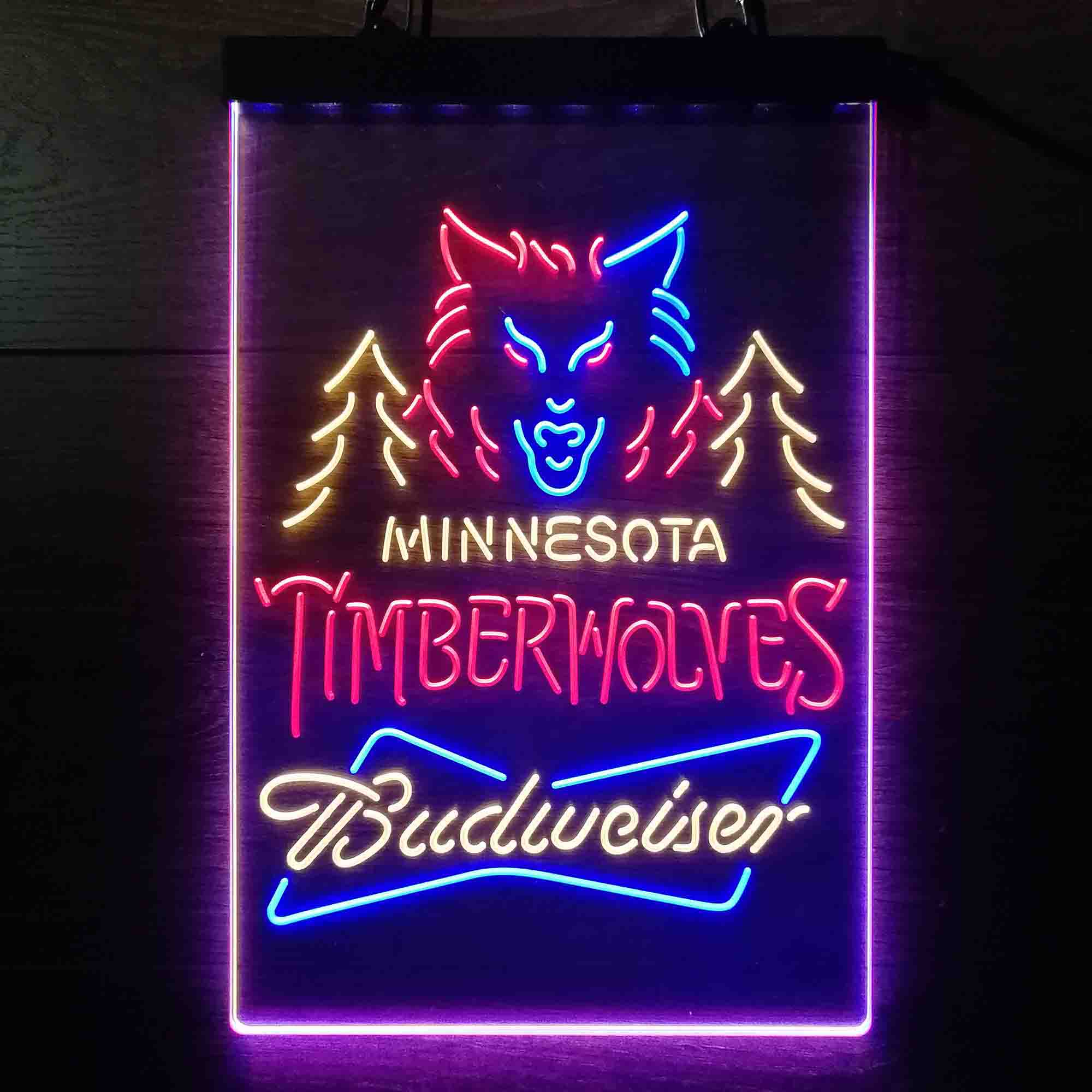 Minnesota Timberwolves Nba Budweiser Neon LED Sign 3 Colors