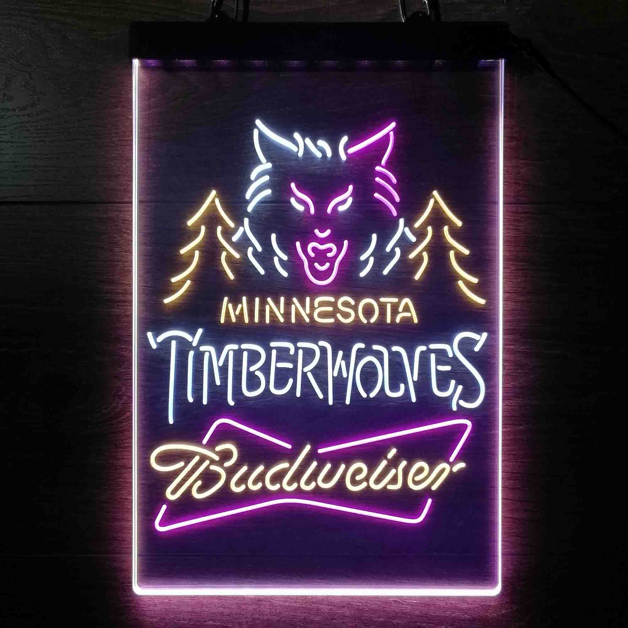 Minnesota Timberwolves Nba Budweiser Neon LED Sign 3 Colors