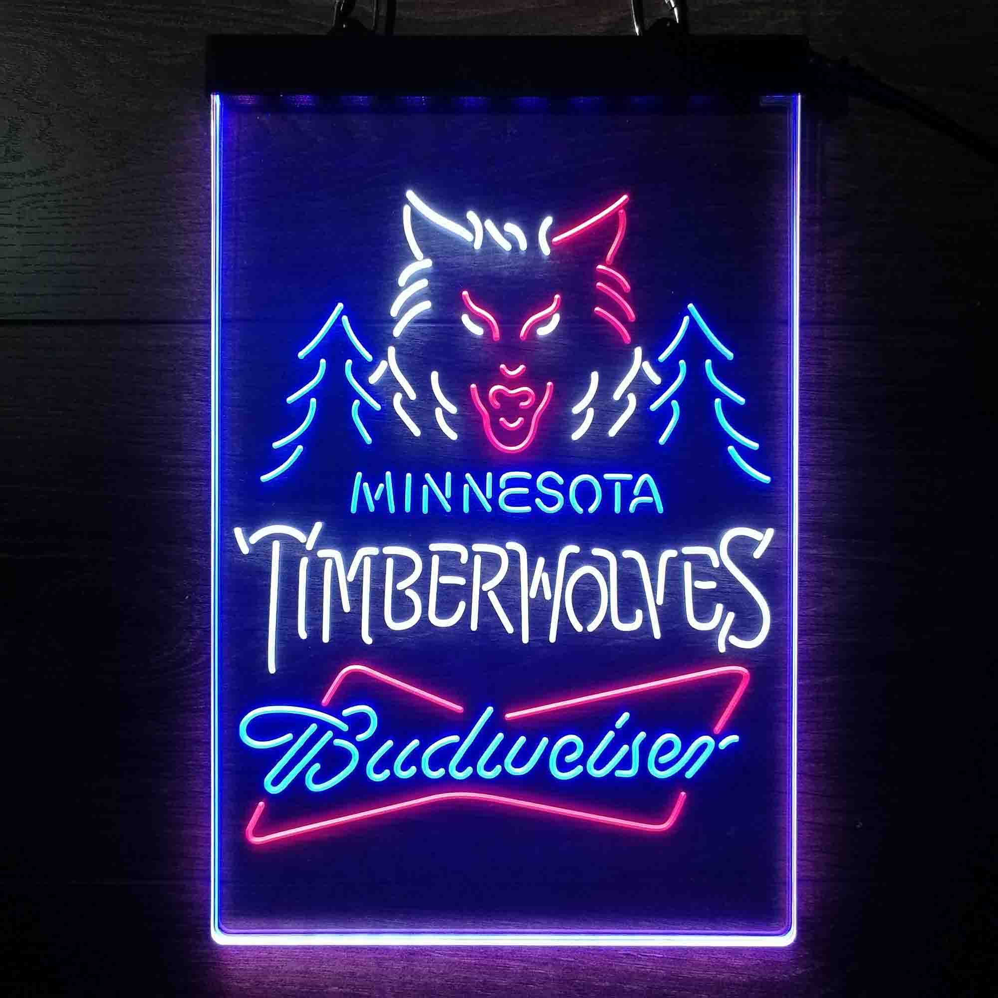 Minnesota Timberwolves Nba Budweiser Neon LED Sign 3 Colors