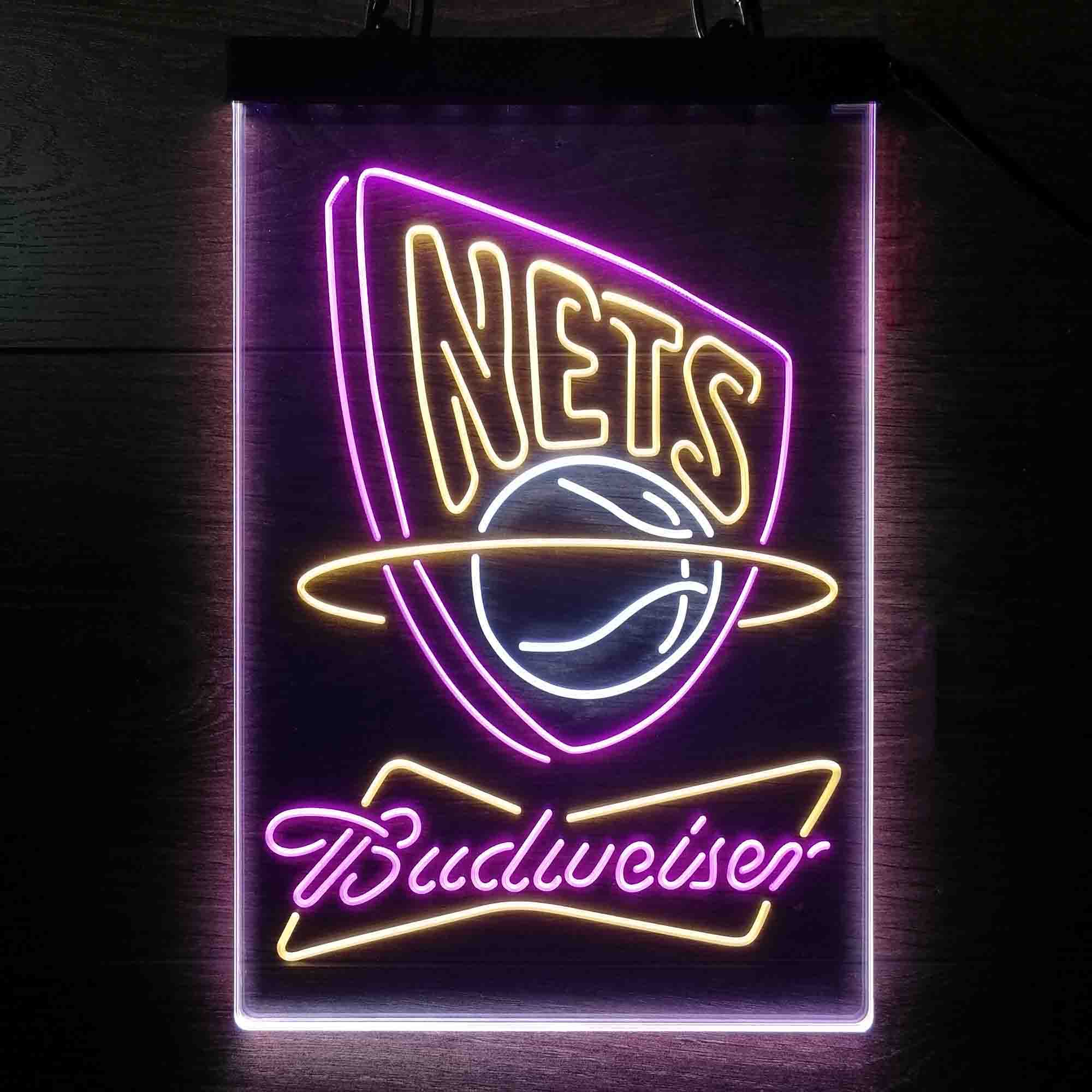 New Jersey Nets Nba Budweiser Neon LED Sign 3 Colors