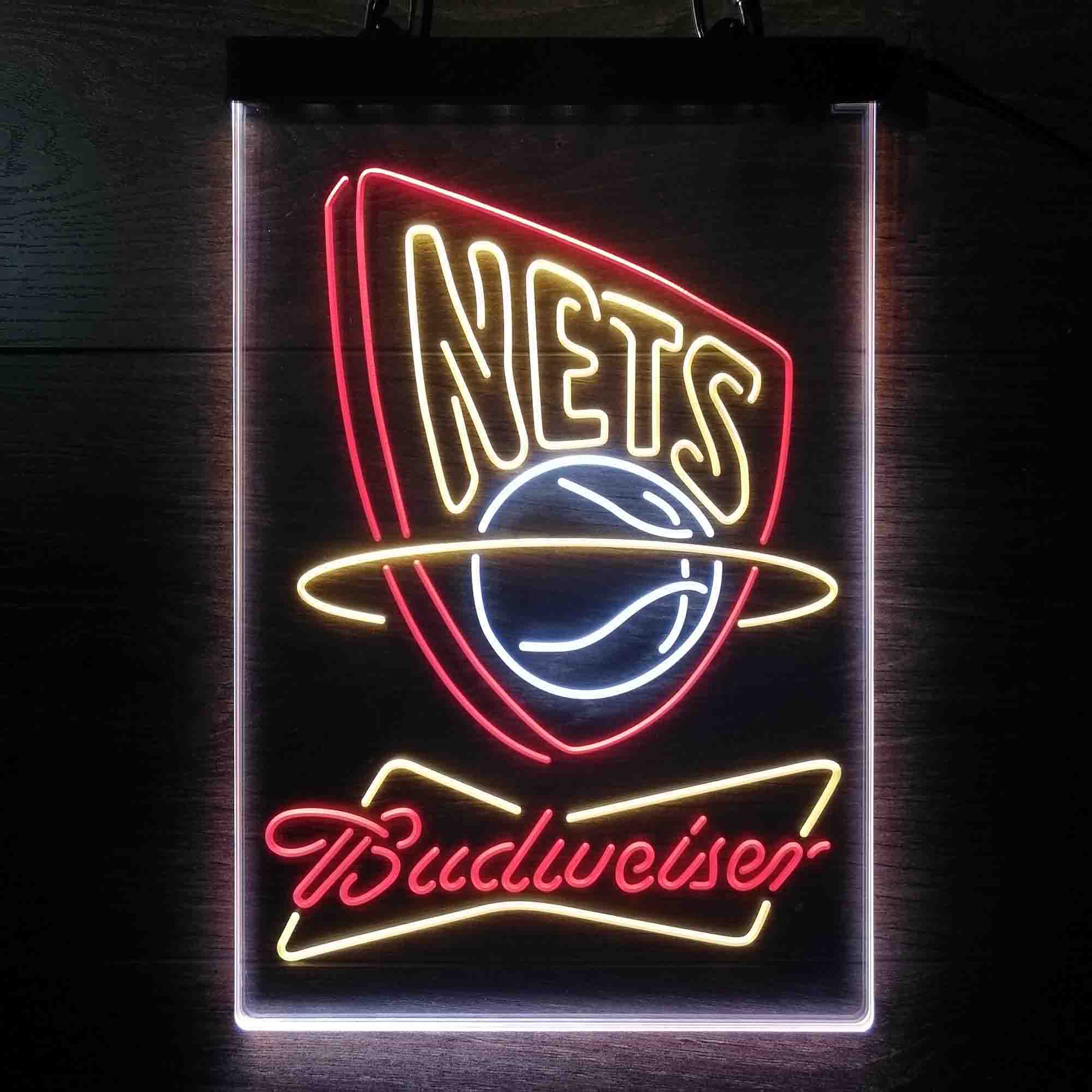 New Jersey Nets Nba Budweiser Neon LED Sign 3 Colors