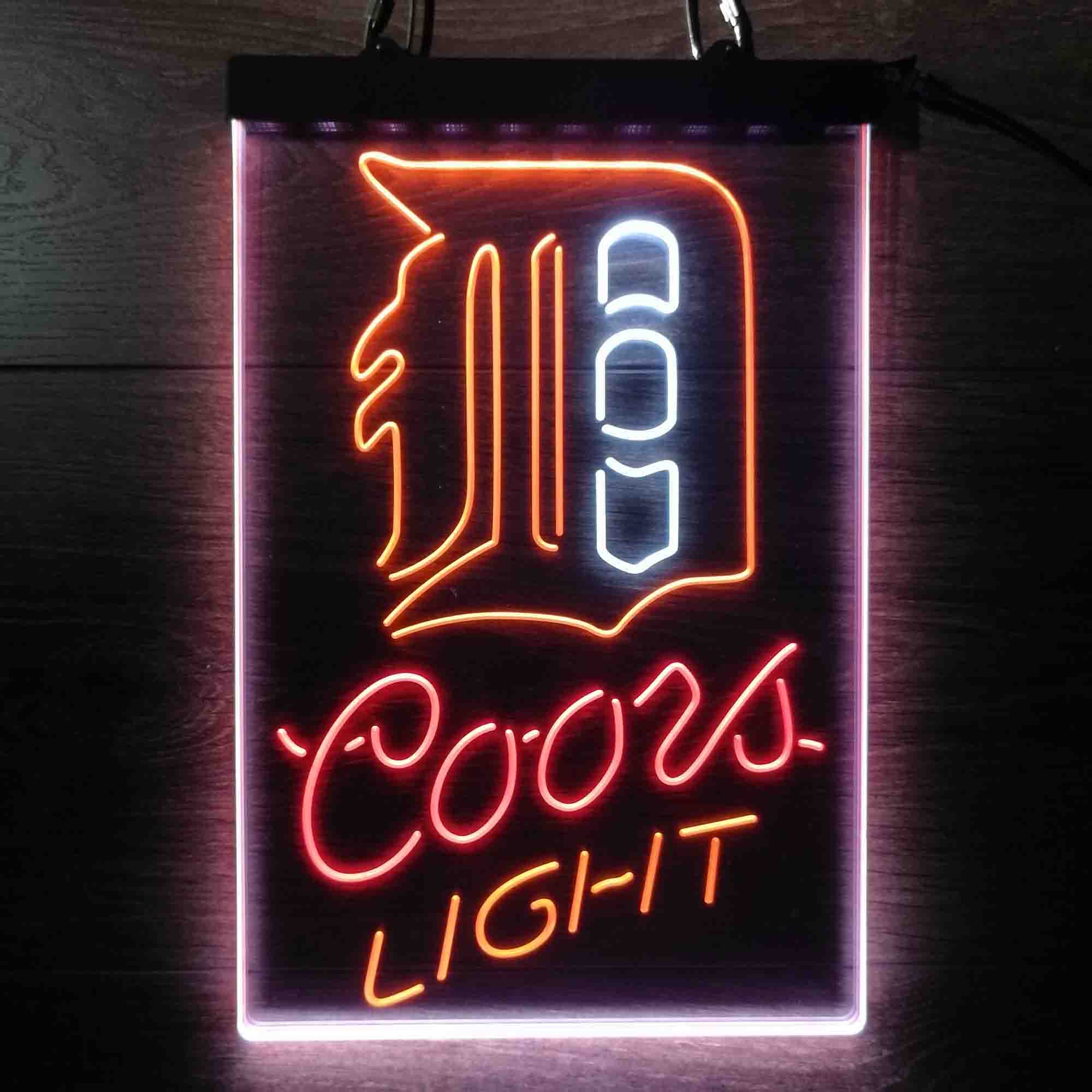 Detroit Tigers Coors Light Neon LED Sign 3 Colors