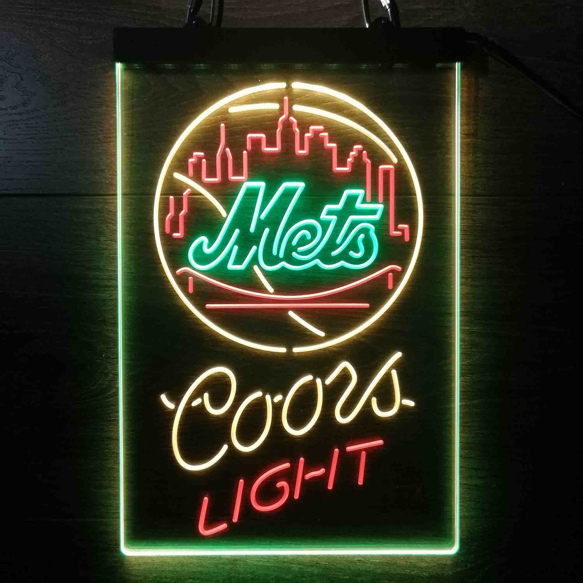 New York Mets Coors Light Neon LED Sign 3 Colors