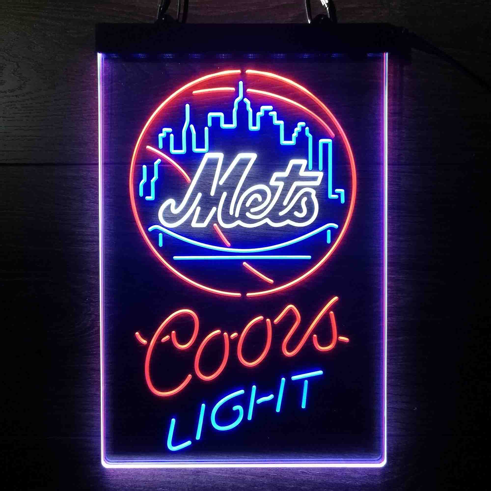 New York Mets Coors Light Neon LED Sign 3 Colors