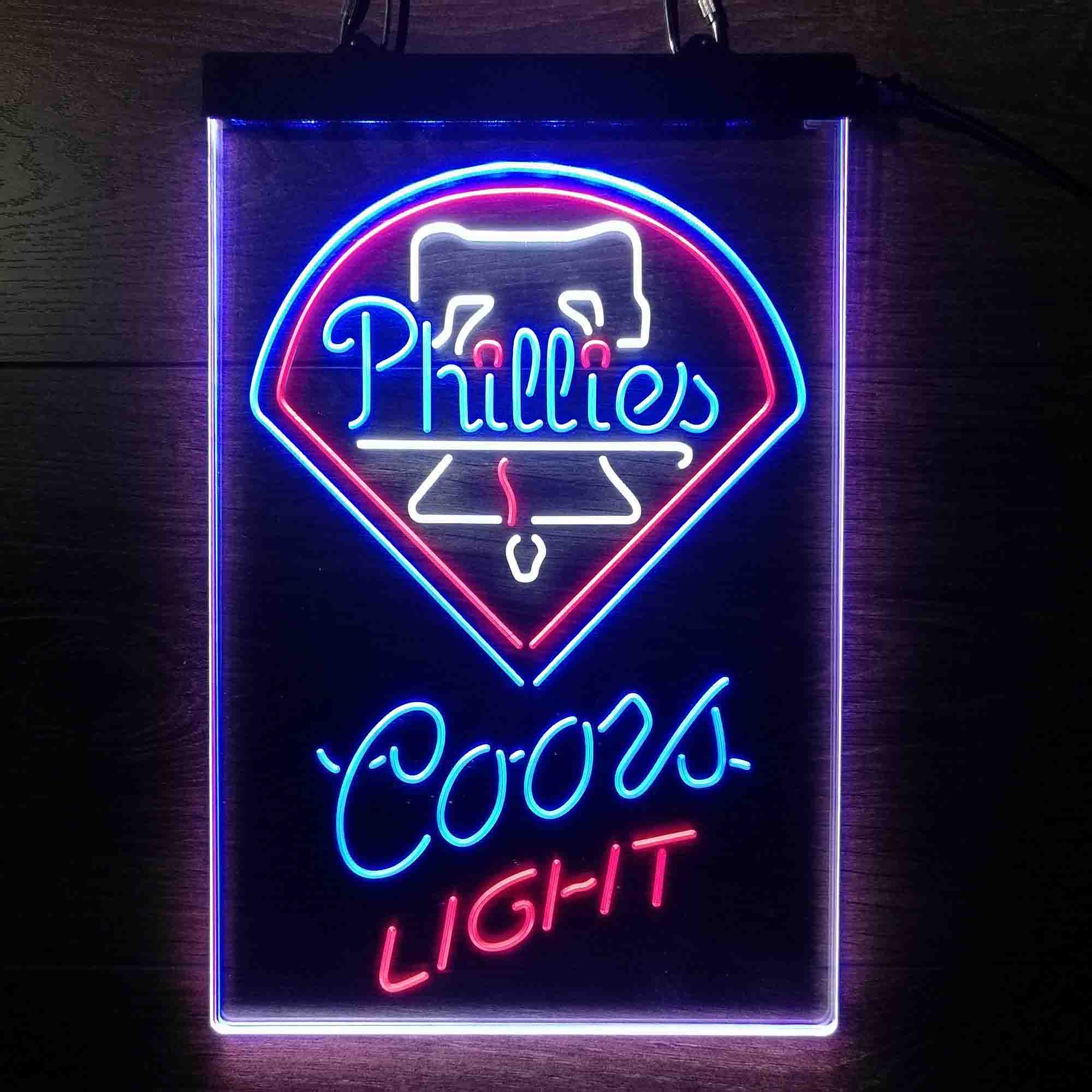 Philadelphia Phillies Coors Light Neon LED Sign 3 Colors