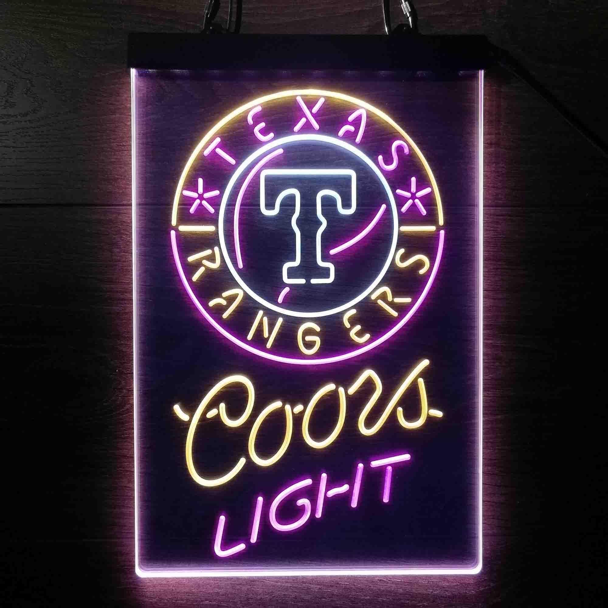 Texas Rangers Coors Light Neon LED Sign 3 Colors