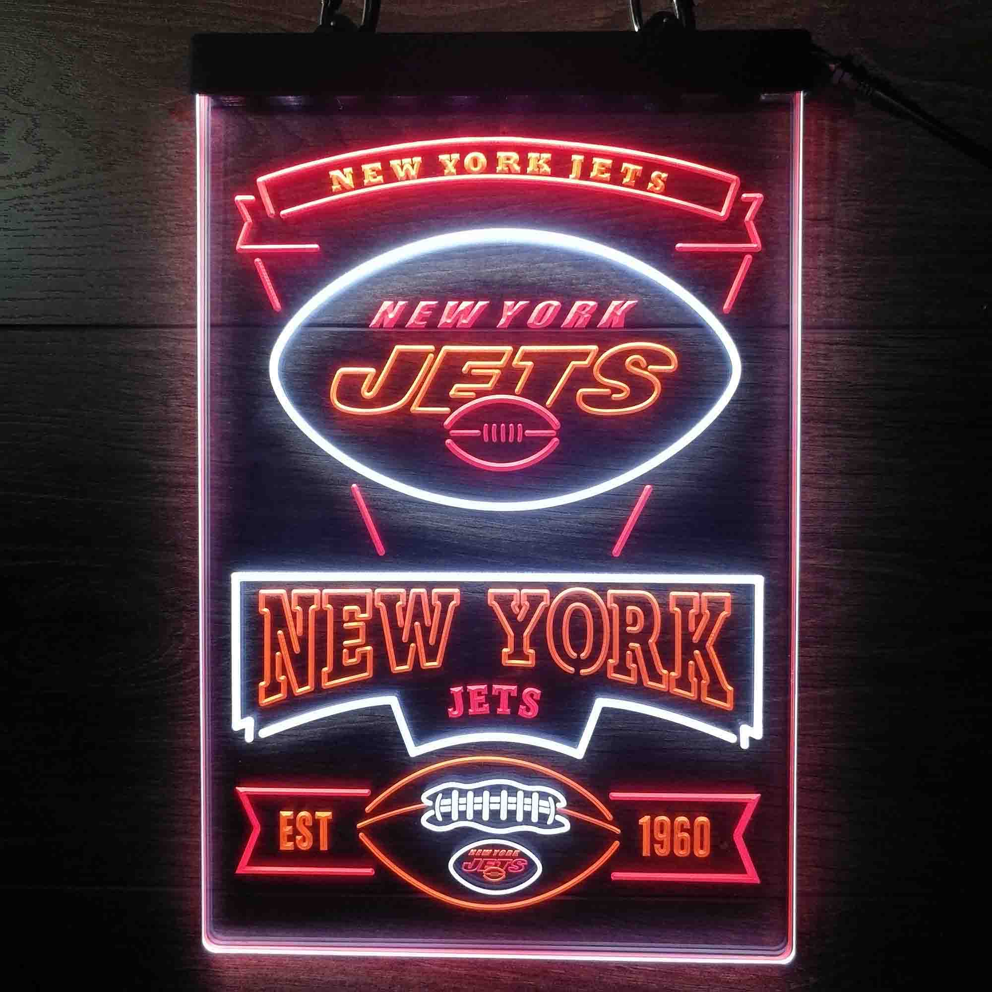 New York Jets Neon 3-Color LED Sign