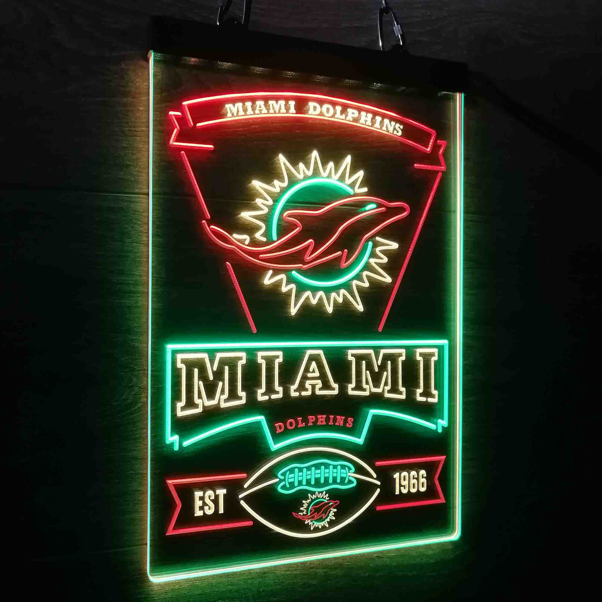 Miami Dolphins Est. 1966 Neon LED Sign 3 Colors