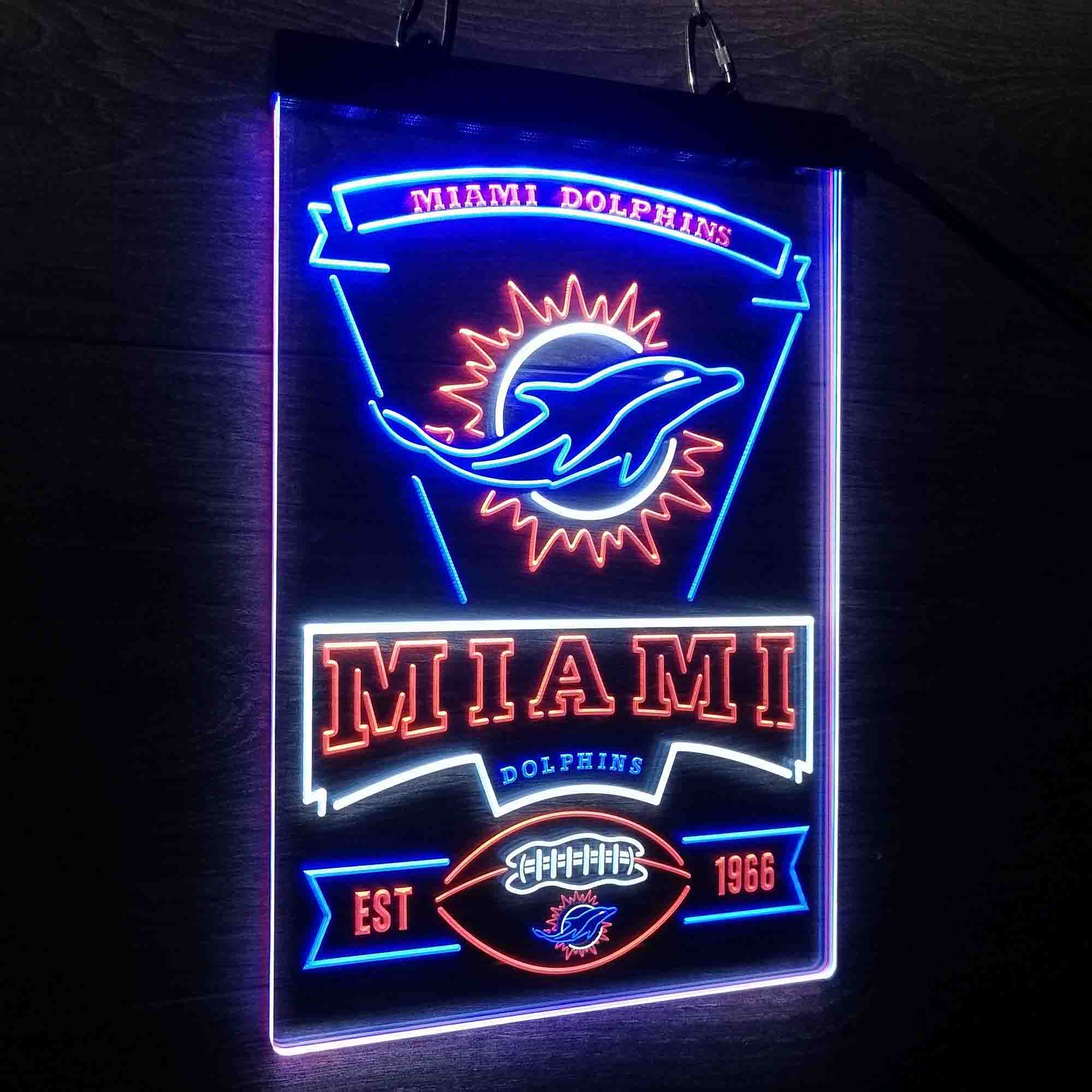 Miami Dolphins Est. 1966 Neon LED Sign 3 Colors