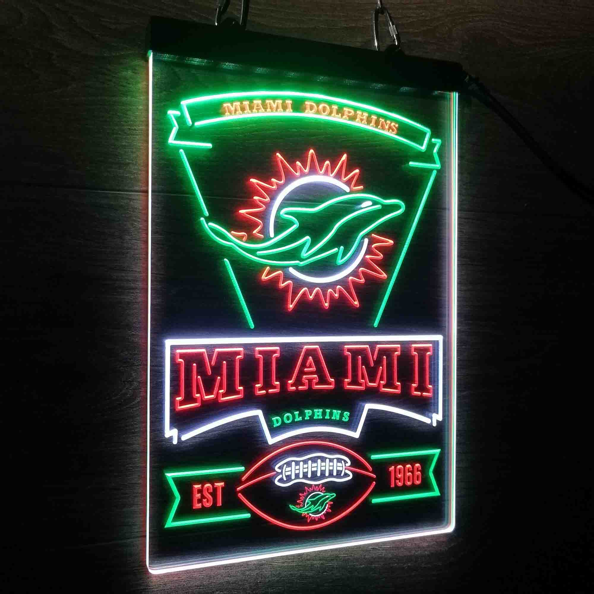 Miami Dolphins Est. 1966 Neon LED Sign 3 Colors