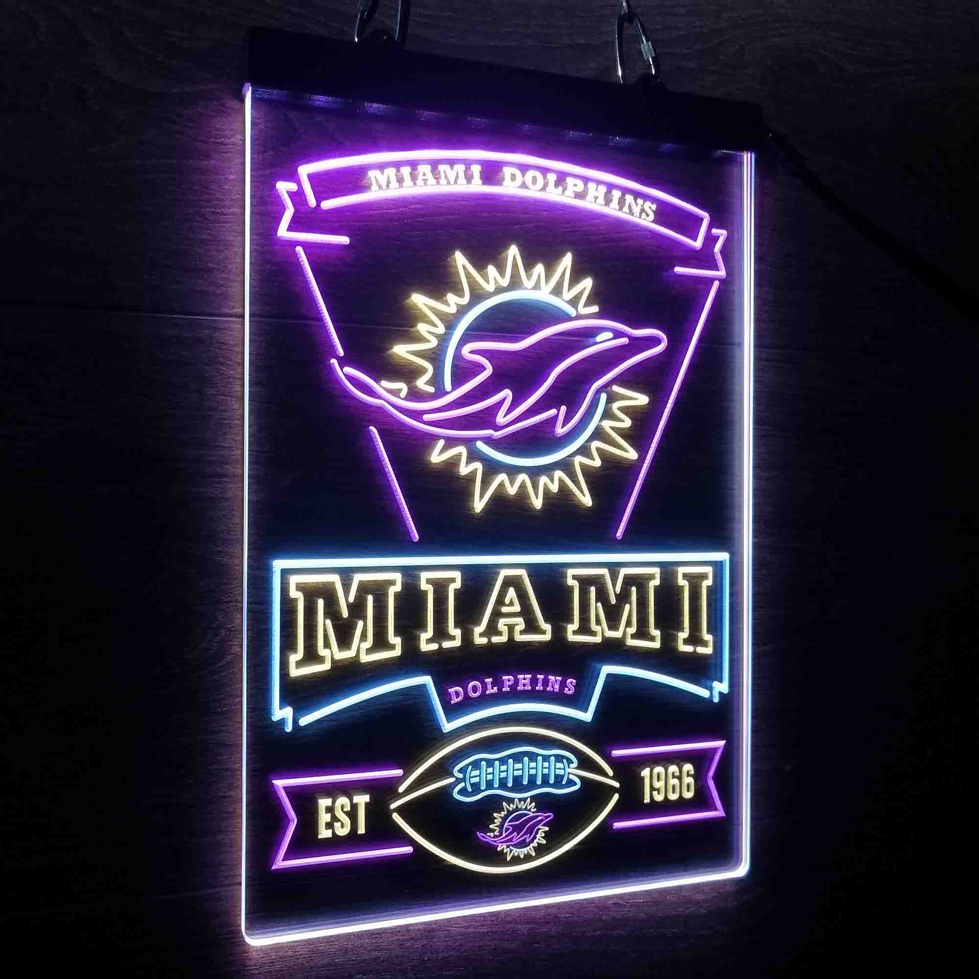 Miami Dolphins Est. 1966 Neon LED Sign 3 Colors