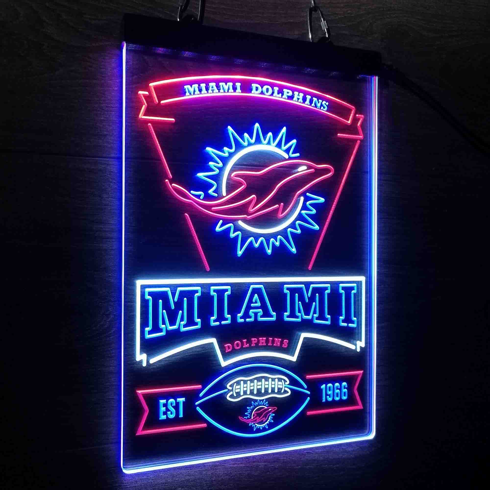 Miami Dolphins Est. 1966 Neon LED Sign 3 Colors