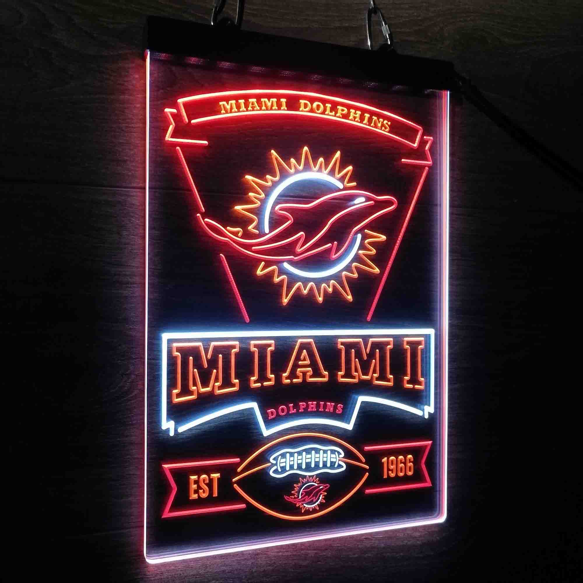 Miami Dolphins Est. 1966 Neon LED Sign 3 Colors