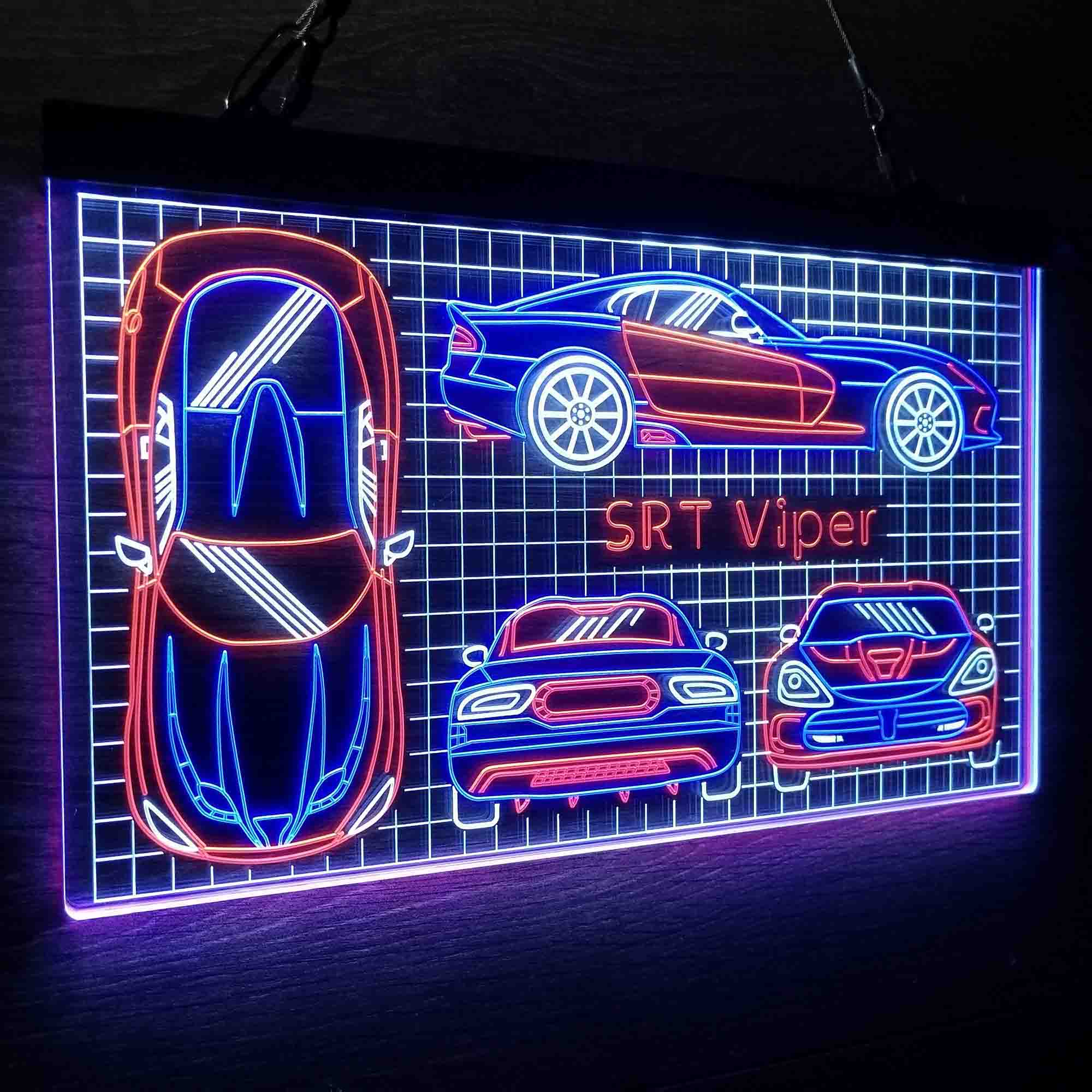 Custom Viper Vintage Car Garage Blueprint Neon LED Sign 3 Colors