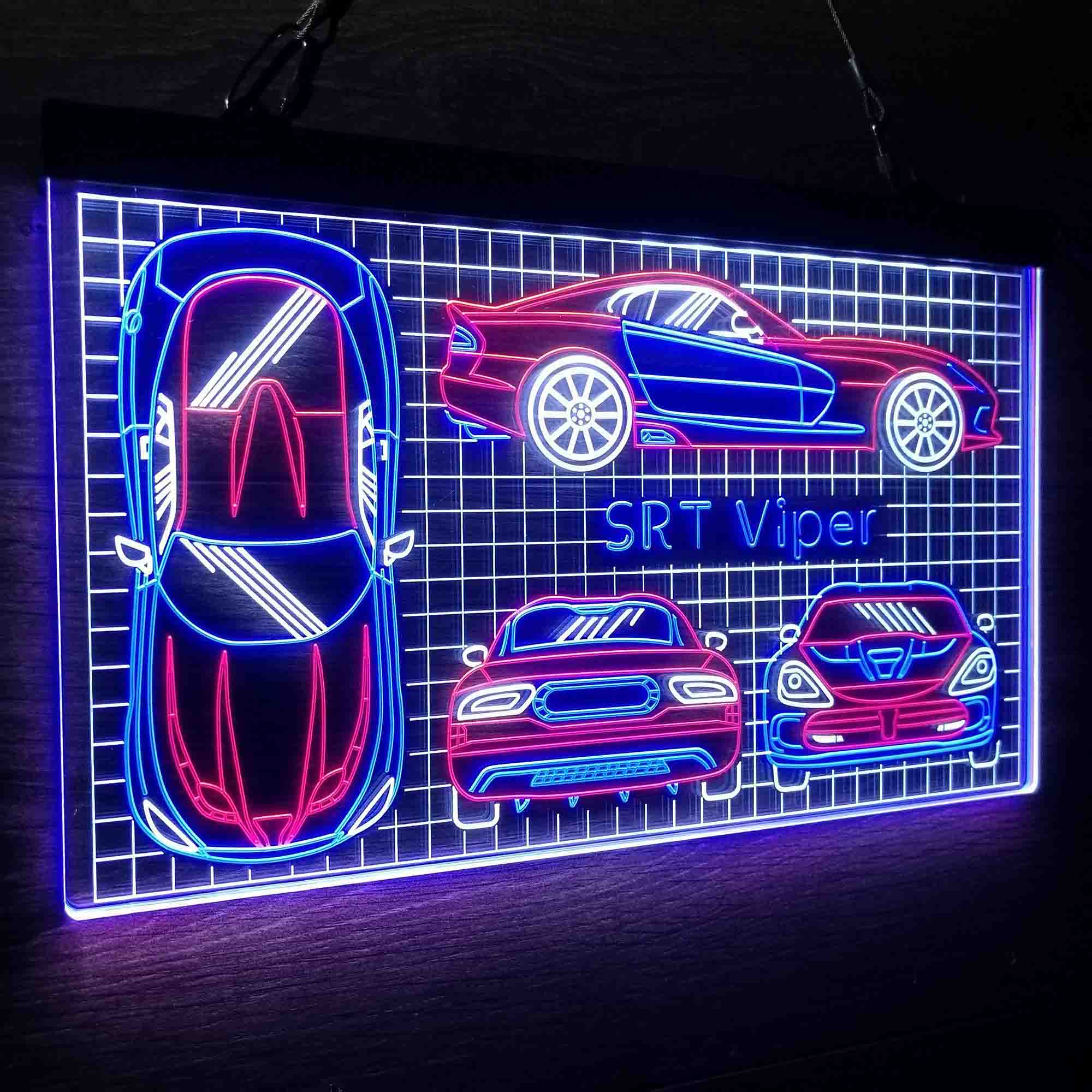 Custom Viper Vintage Car Garage Blueprint Neon LED Sign 3 Colors