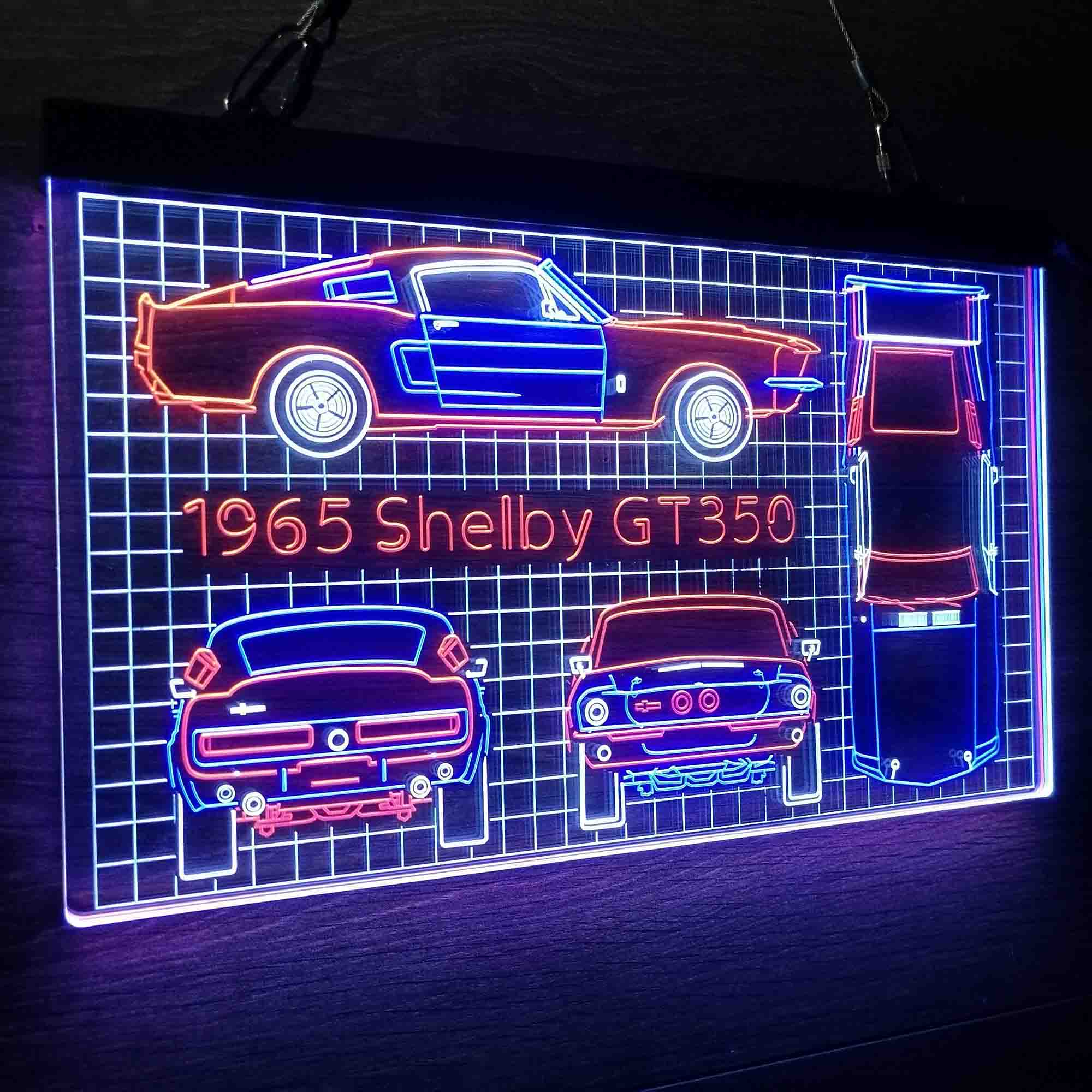 Custom 1965 Shelby Vintage Car Garage Blueprint Neon LED Sign 3 Colors