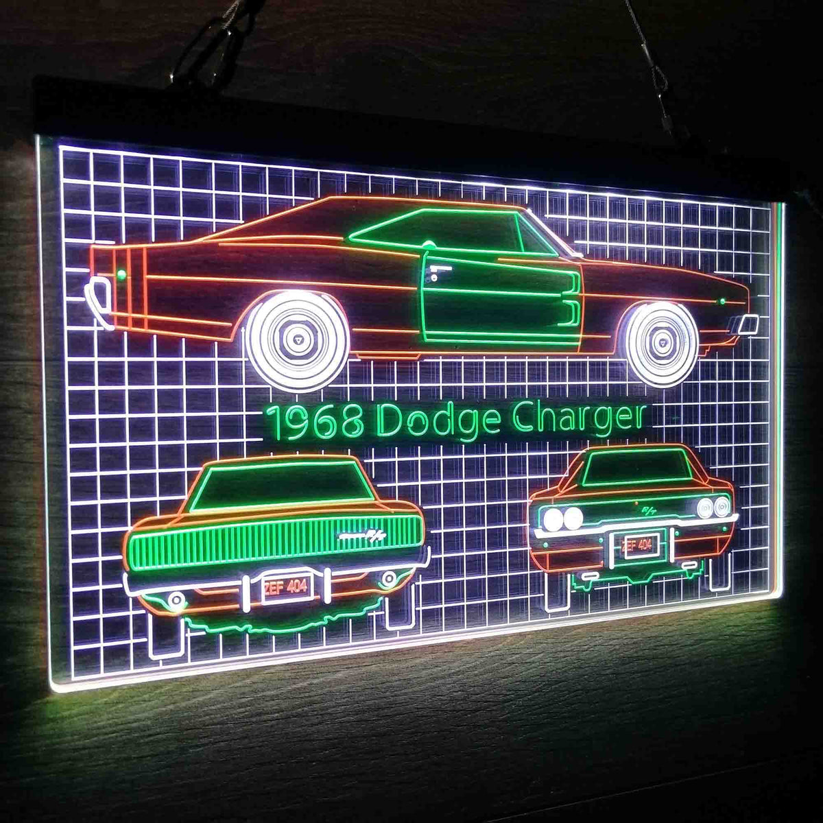 Custom 1968 Dodge Car Garage Blueprint Neon LED Sign For Sale | Pro LED ...