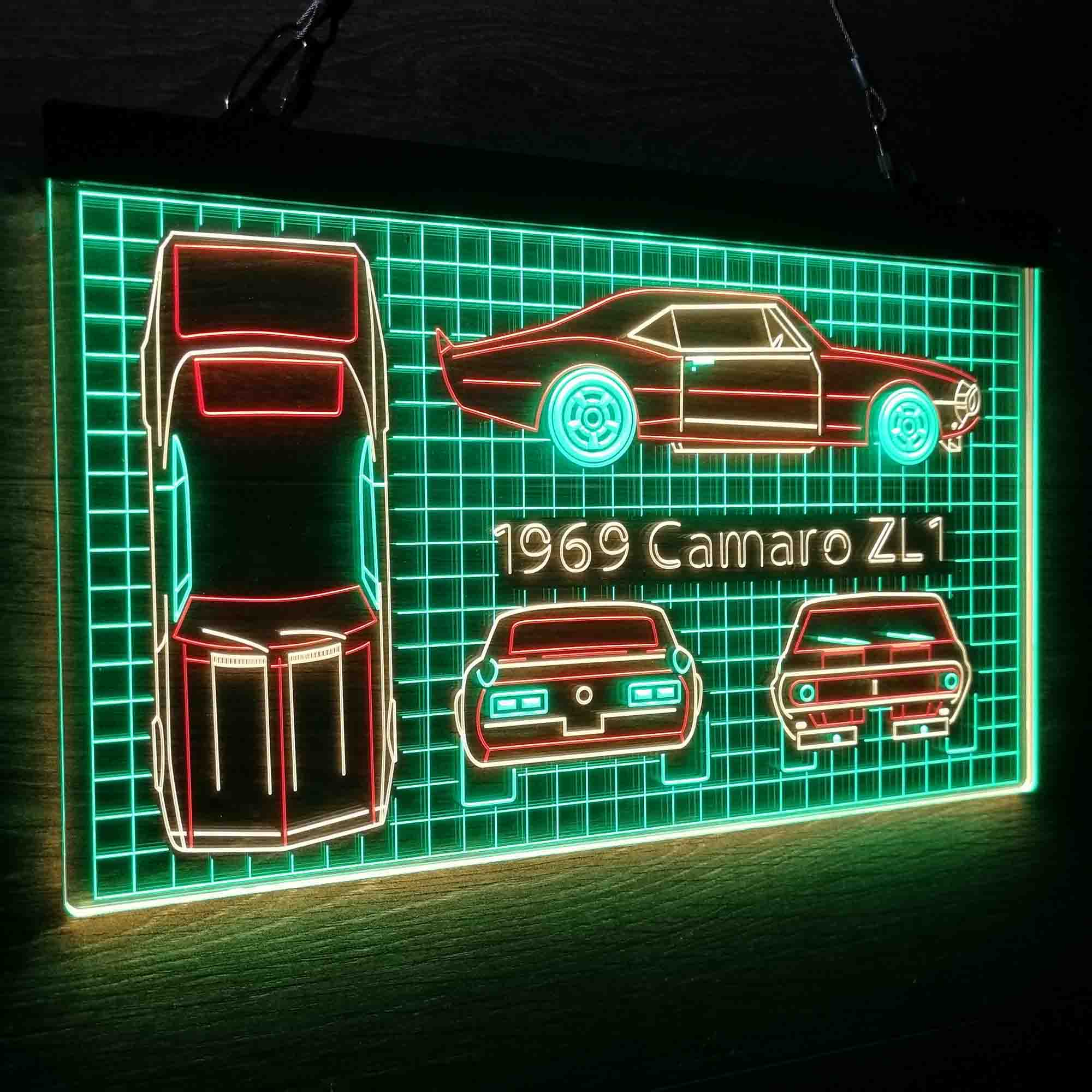 Custom Camero Car Garage Blueprint Neon LED Sign 3 Colors