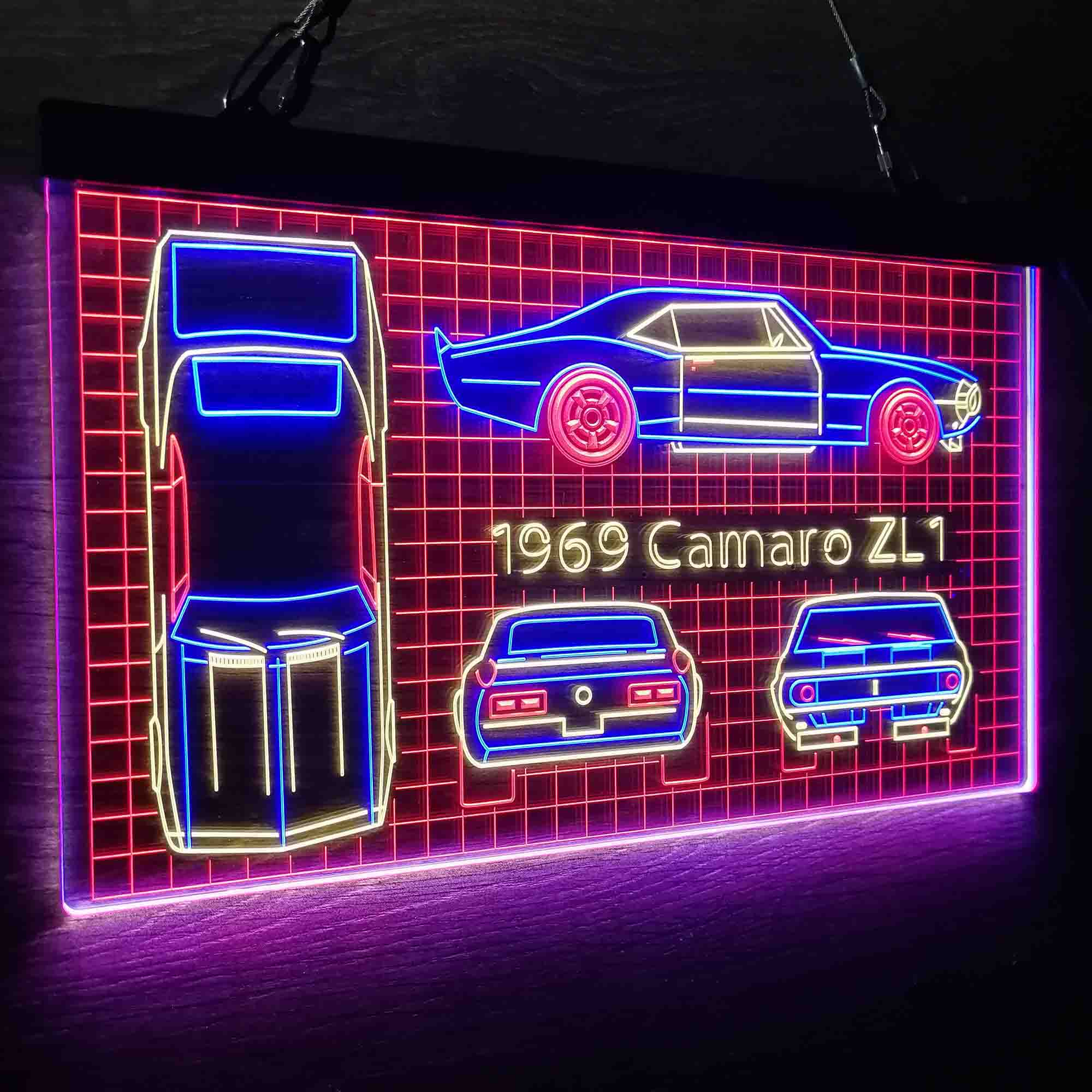 Custom Camero Car Garage Blueprint Neon LED Sign 3 Colors