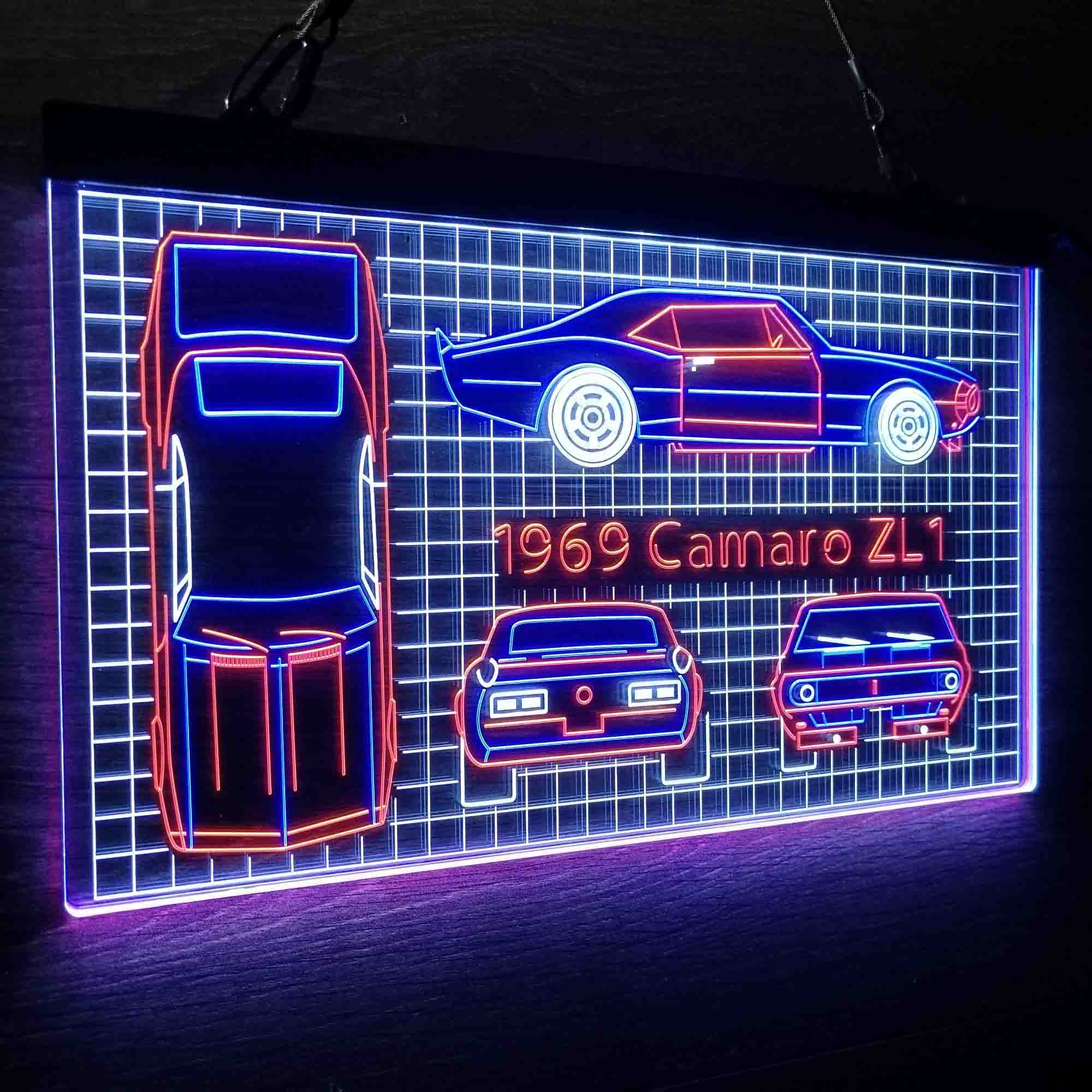 Custom Camero Car Garage Blueprint Neon LED Sign 3 Colors