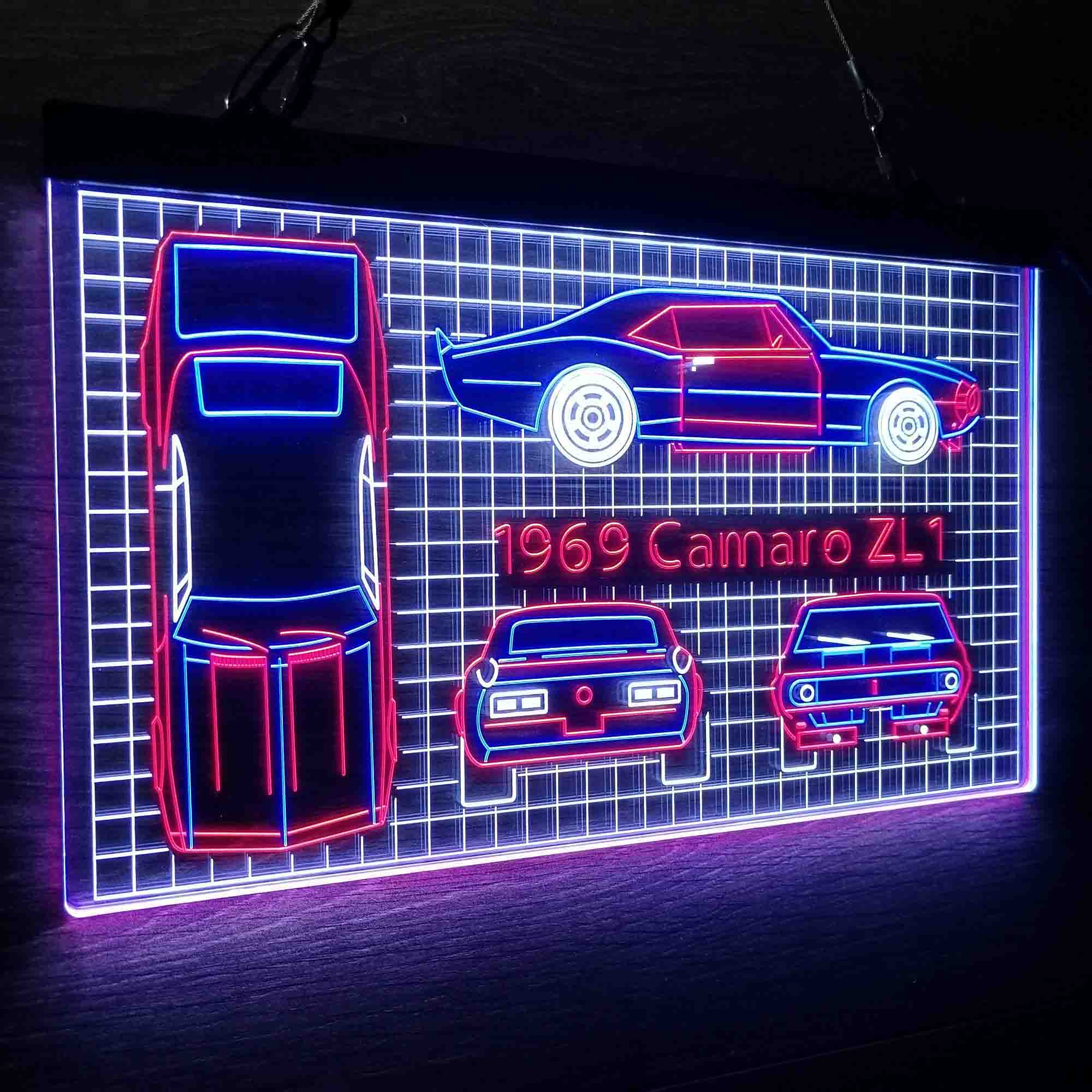 Custom Camero Car Garage Blueprint Neon LED Sign 3 Colors