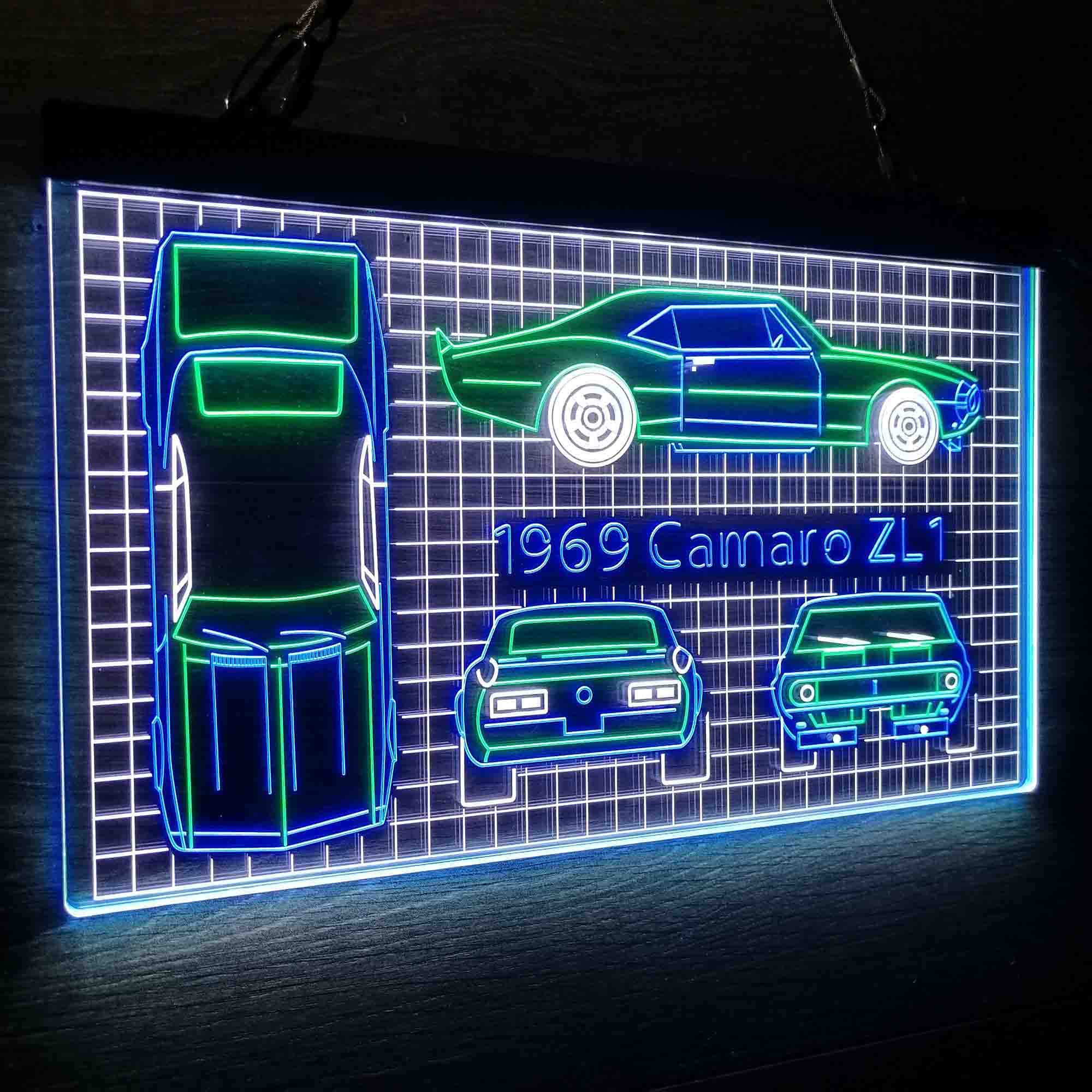 Custom Camero Car Garage Blueprint Neon LED Sign 3 Colors