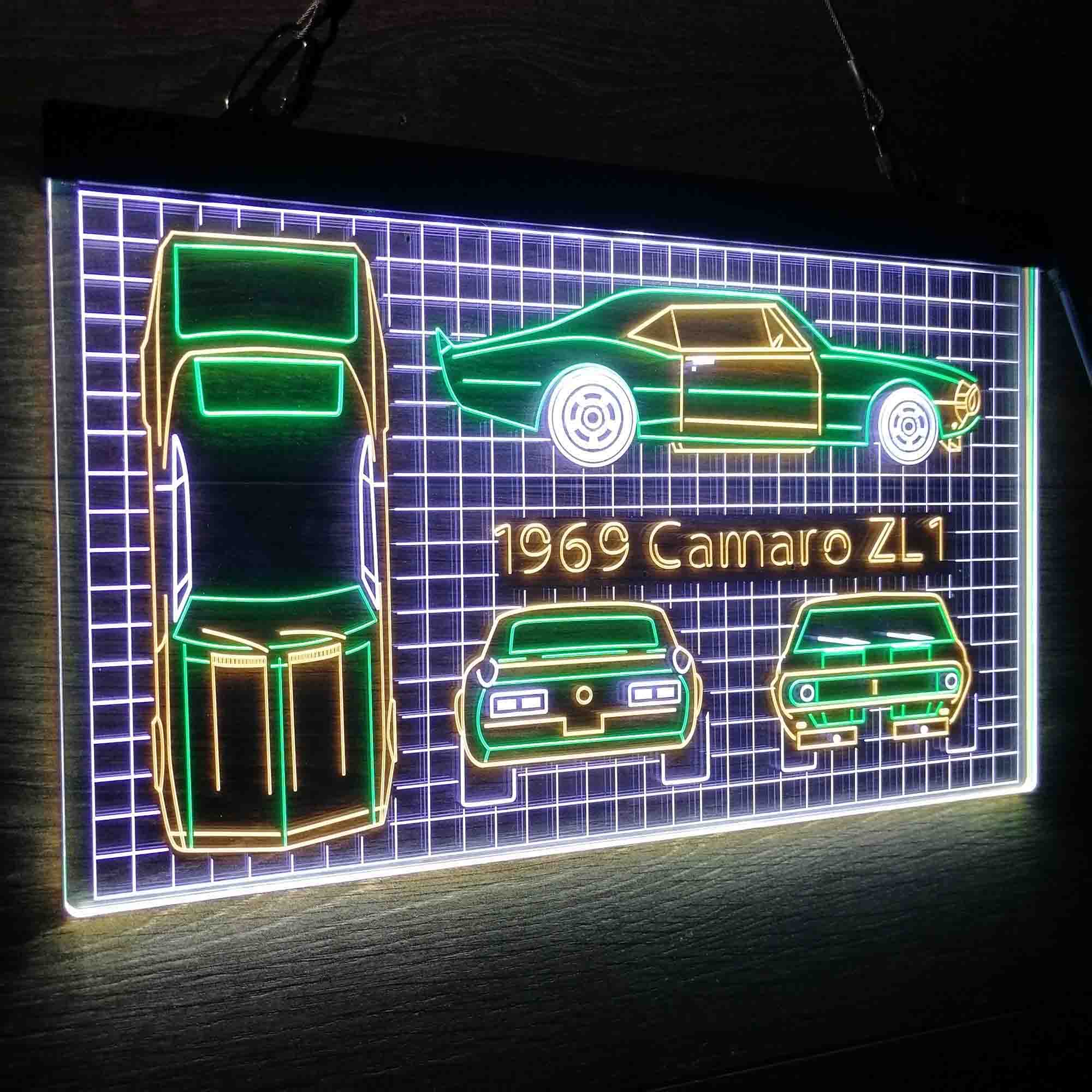 Custom Camero Car Garage Blueprint Neon LED Sign 3 Colors