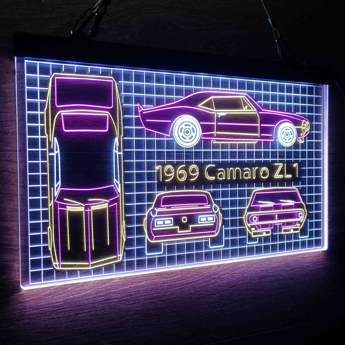 Custom Camero Car Garage Blueprint Neon LED Sign For Sale | Pro LED Sign