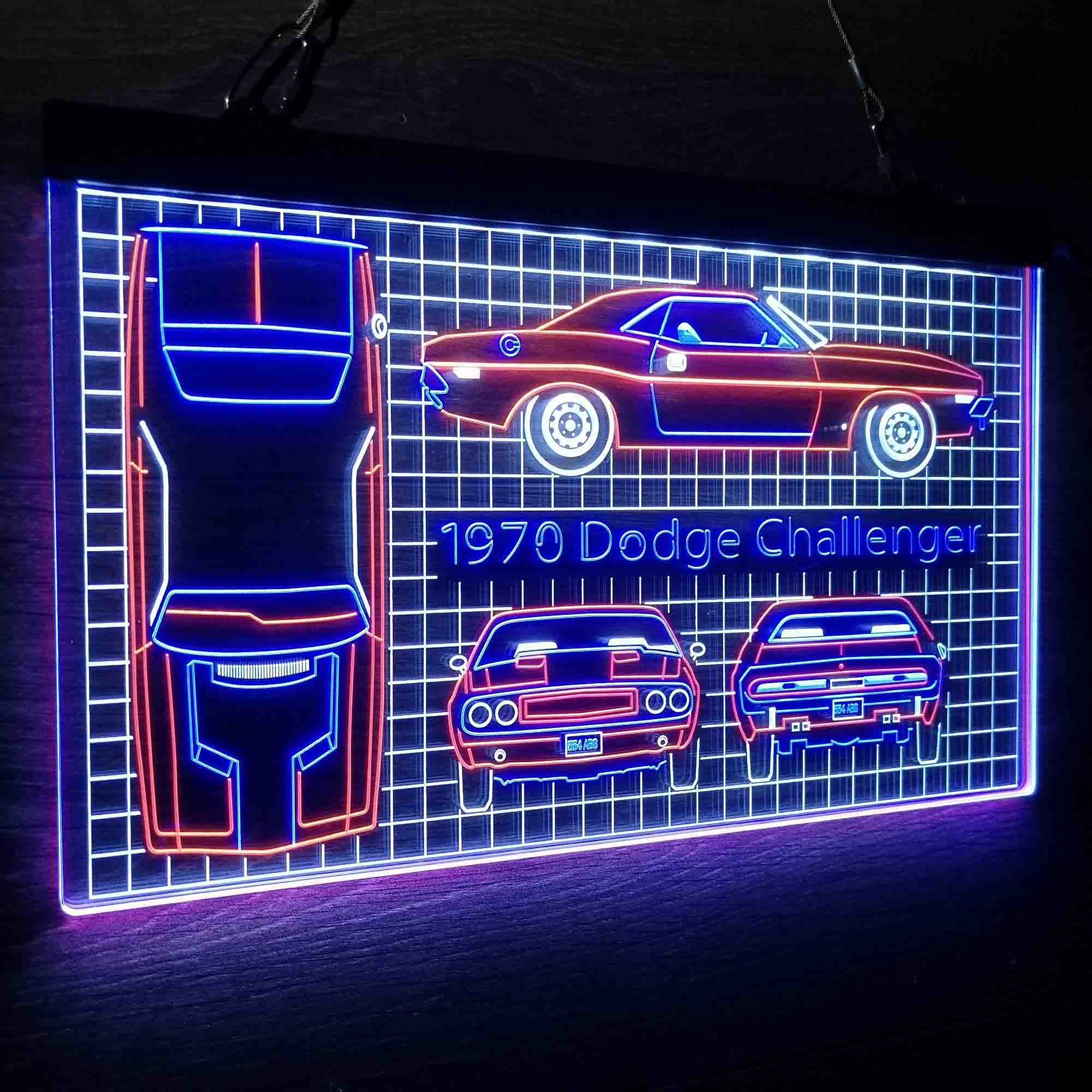 Custom Dodge Sport Car Garage Blueprint Neon LED Sign 3 Colors