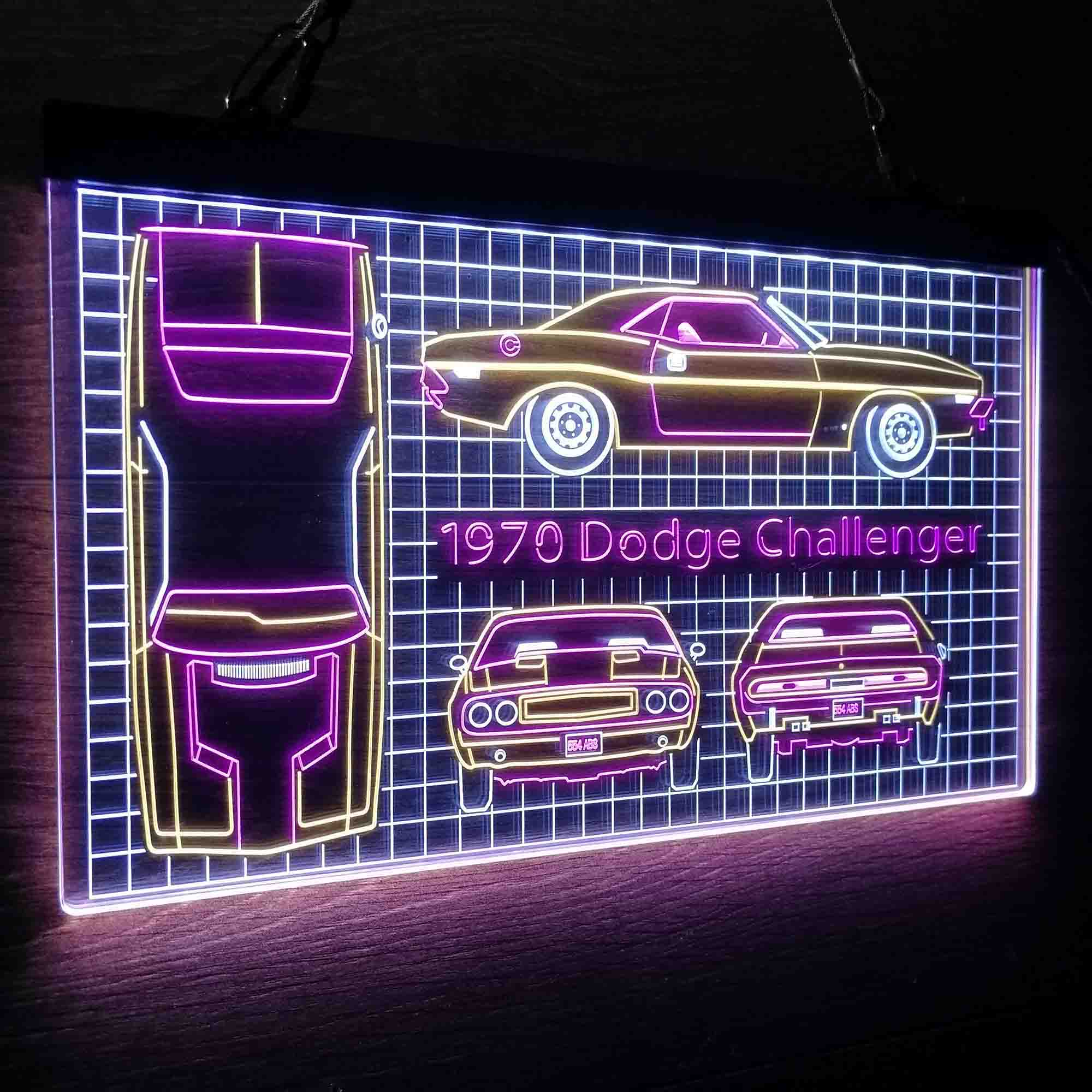 Custom Dodge Sport Car Garage Blueprint Neon LED Sign 3 Colors