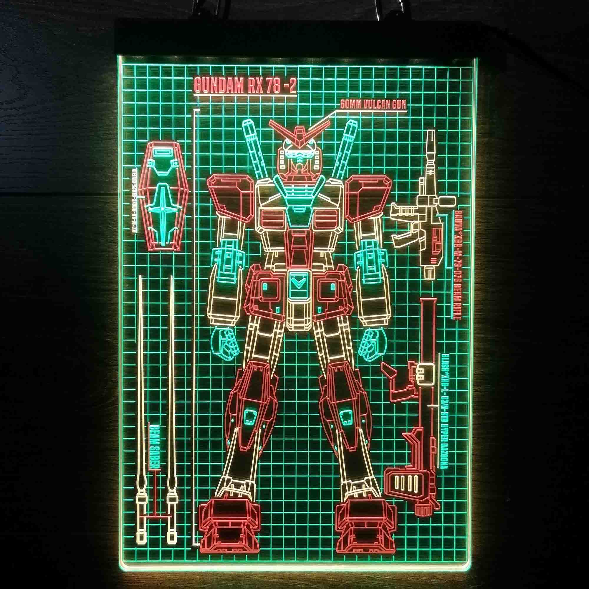 Gundam Mobile Suit RX-78 Blueprint Neon LED Sign